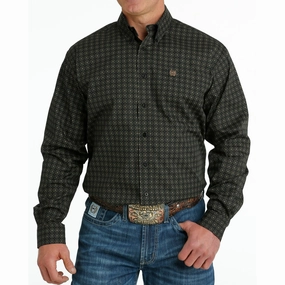 Cinch Men's Black Medallion Shirt V-Neck Trendy Fashion