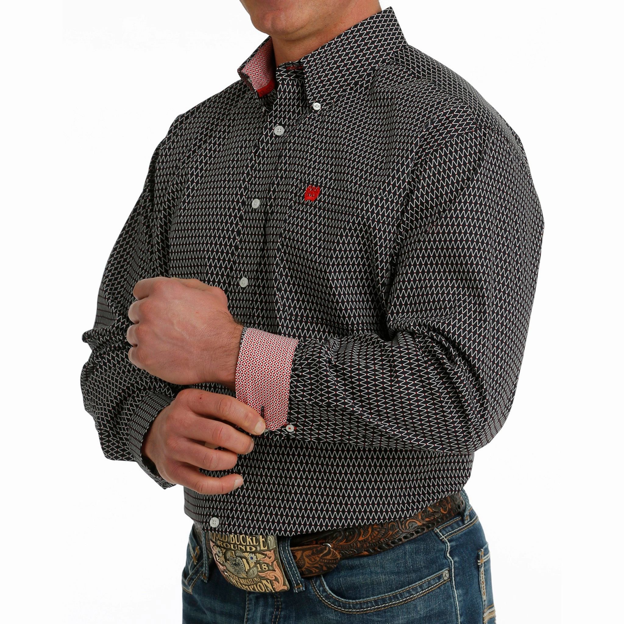 Cinch Men's Black Print Long Sleeve BBQ Party