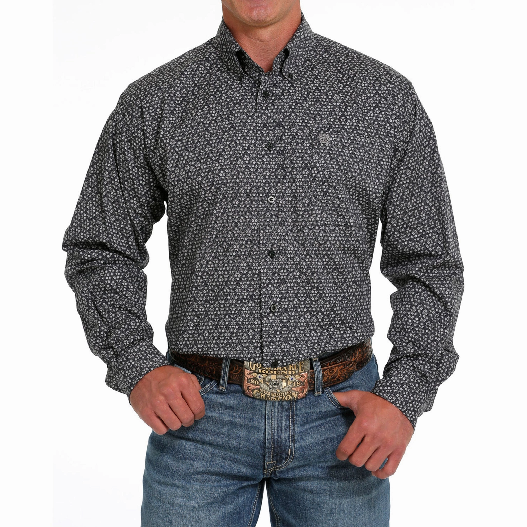 Cinch Men's Black Print Long Sleeve Seamless construction