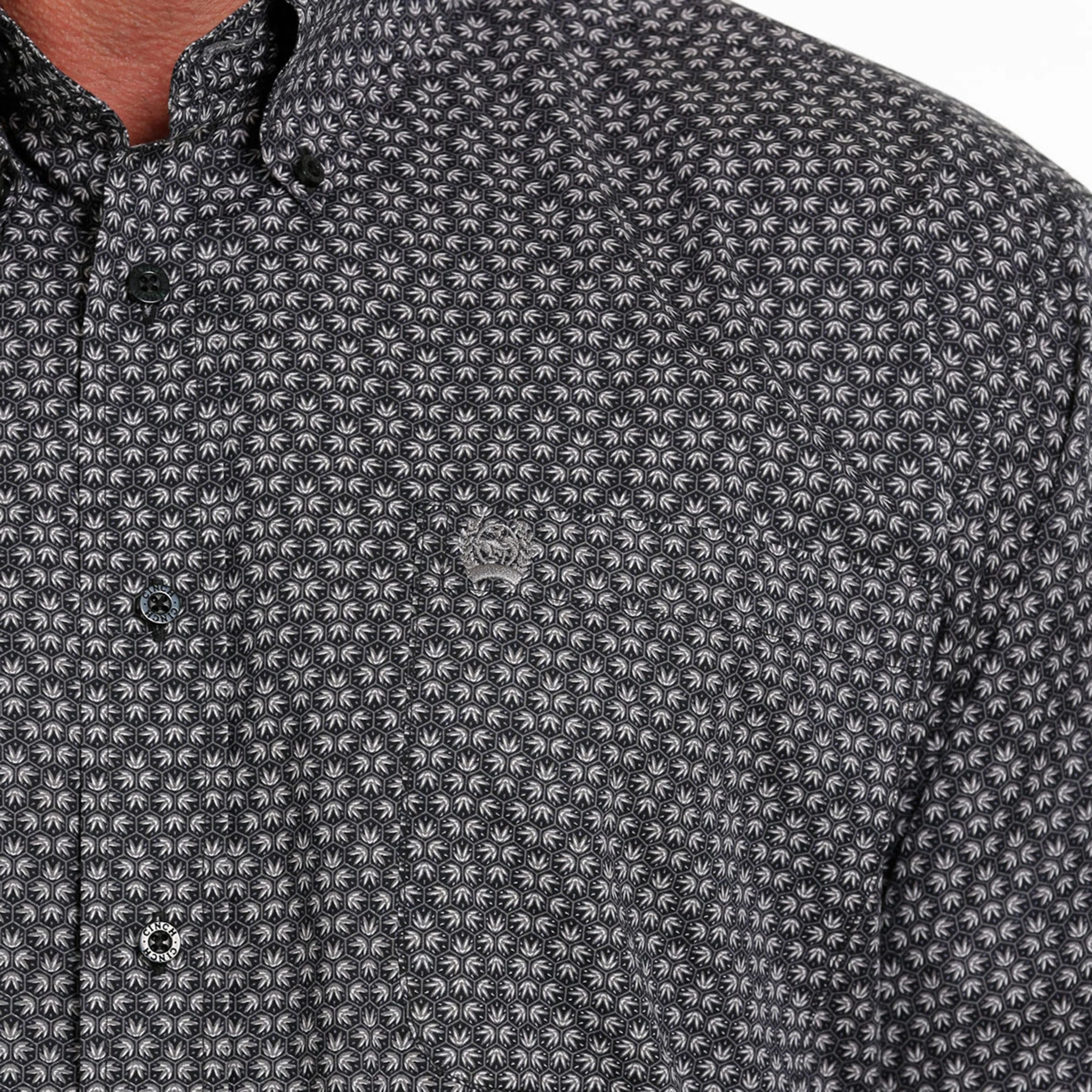 slim fit Affordable Fashion Cinch Men's Black Print Long Sleeve