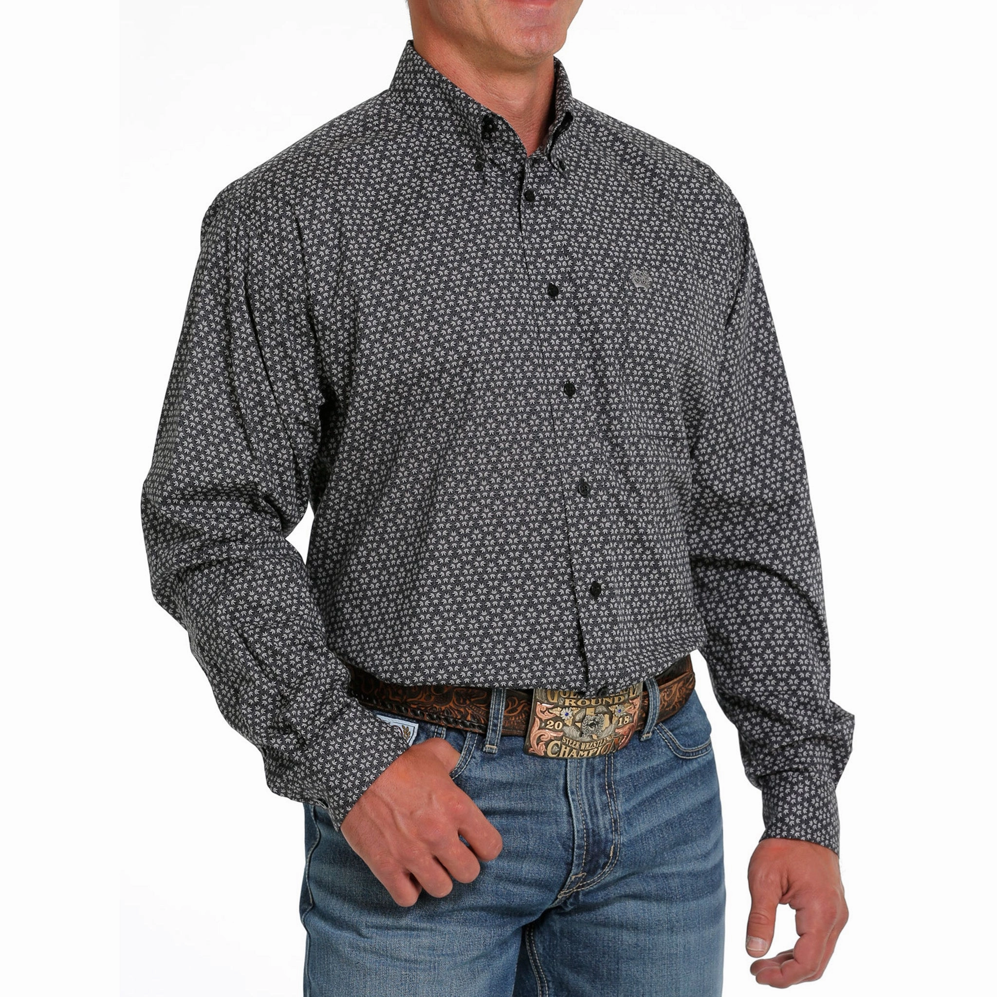 Cinch Men's Black Print Long Sleeve Festival Outfit