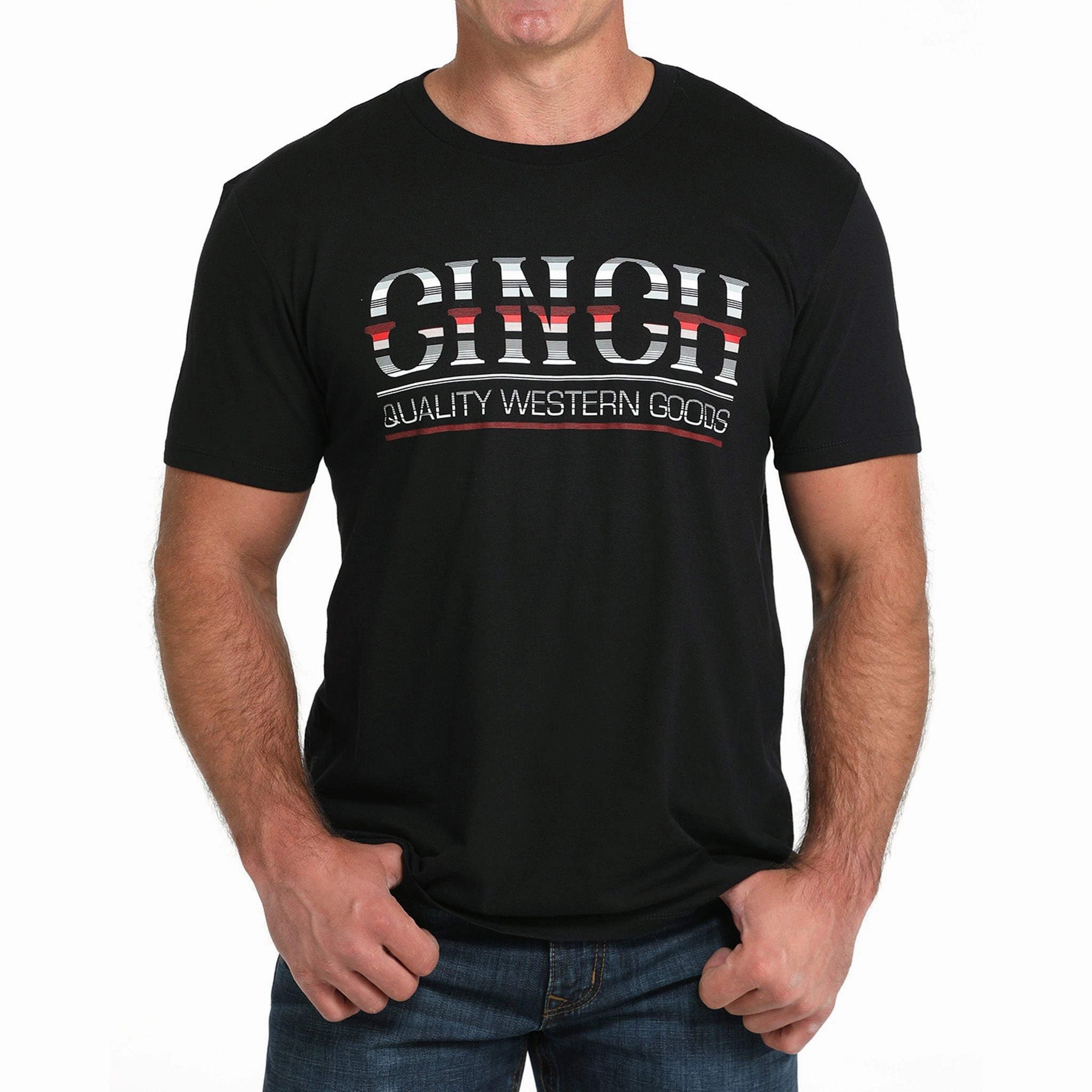 Ruffle Edge Eco-Friendly Fabric Cinch Men's Black/White/Red Tee