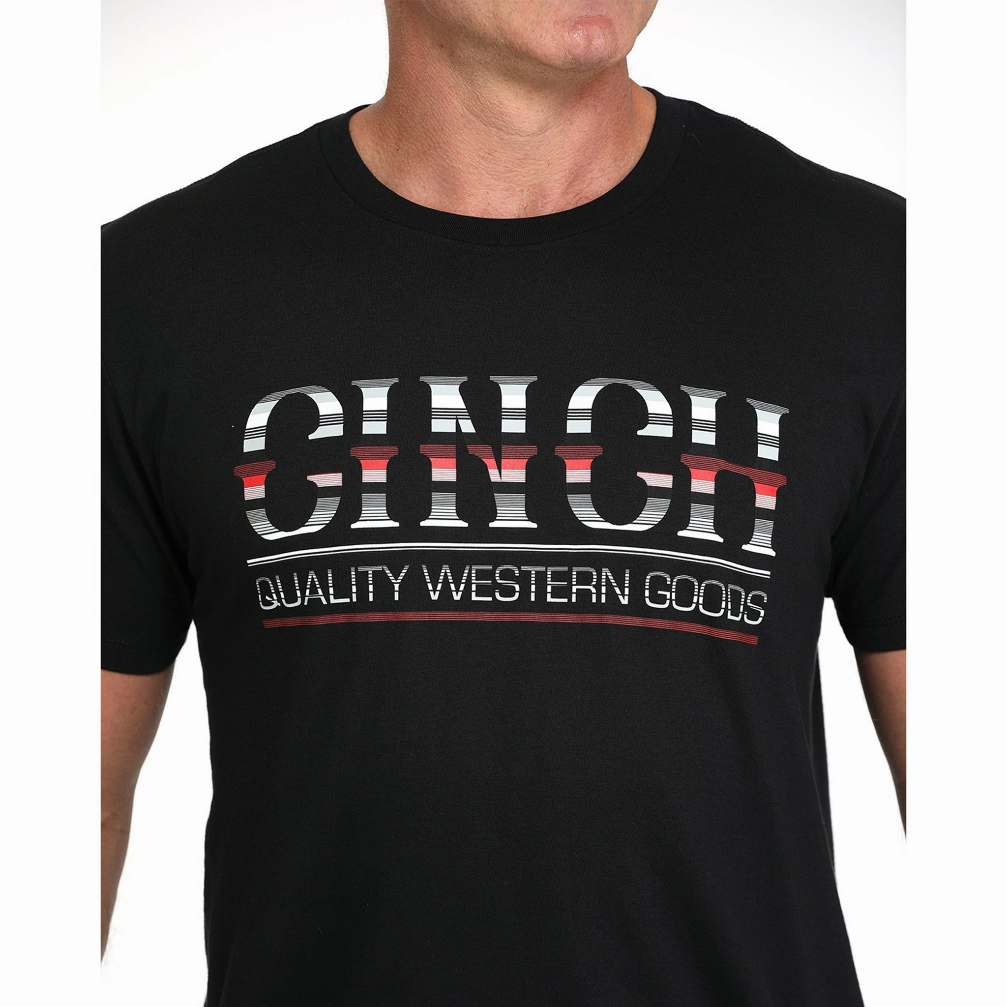 Cinch Men's Black/White/Red Tee Soft Feel