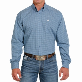 Flexible Wear Cinch Men's Blue Print Shirt