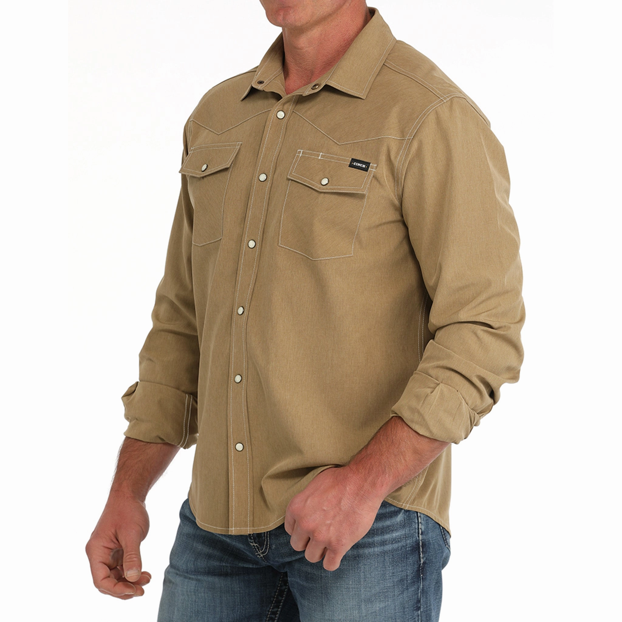 Cinch Men's Brown Arenaflex Camp Shirt Autumn Look Fashionable Comfort