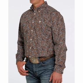 Cocktail Event Cinch Men's Brown/Blue Paisley Shirt