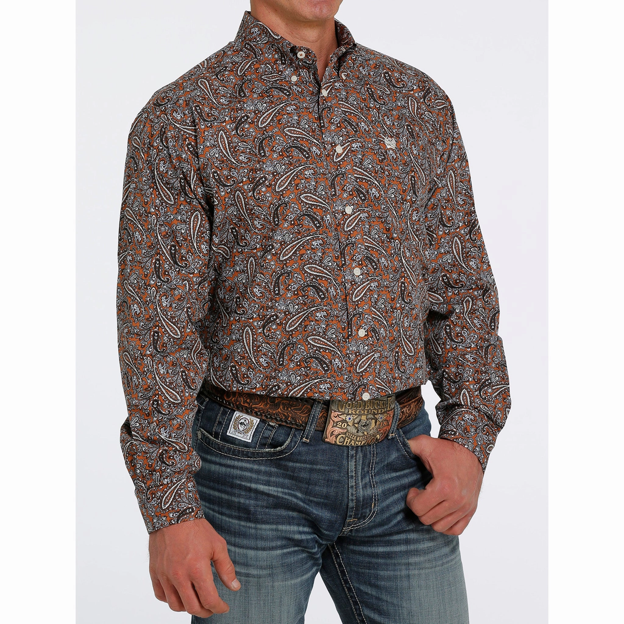 Weekend Outing Cinch Men's Brown/Blue Paisley Shirt