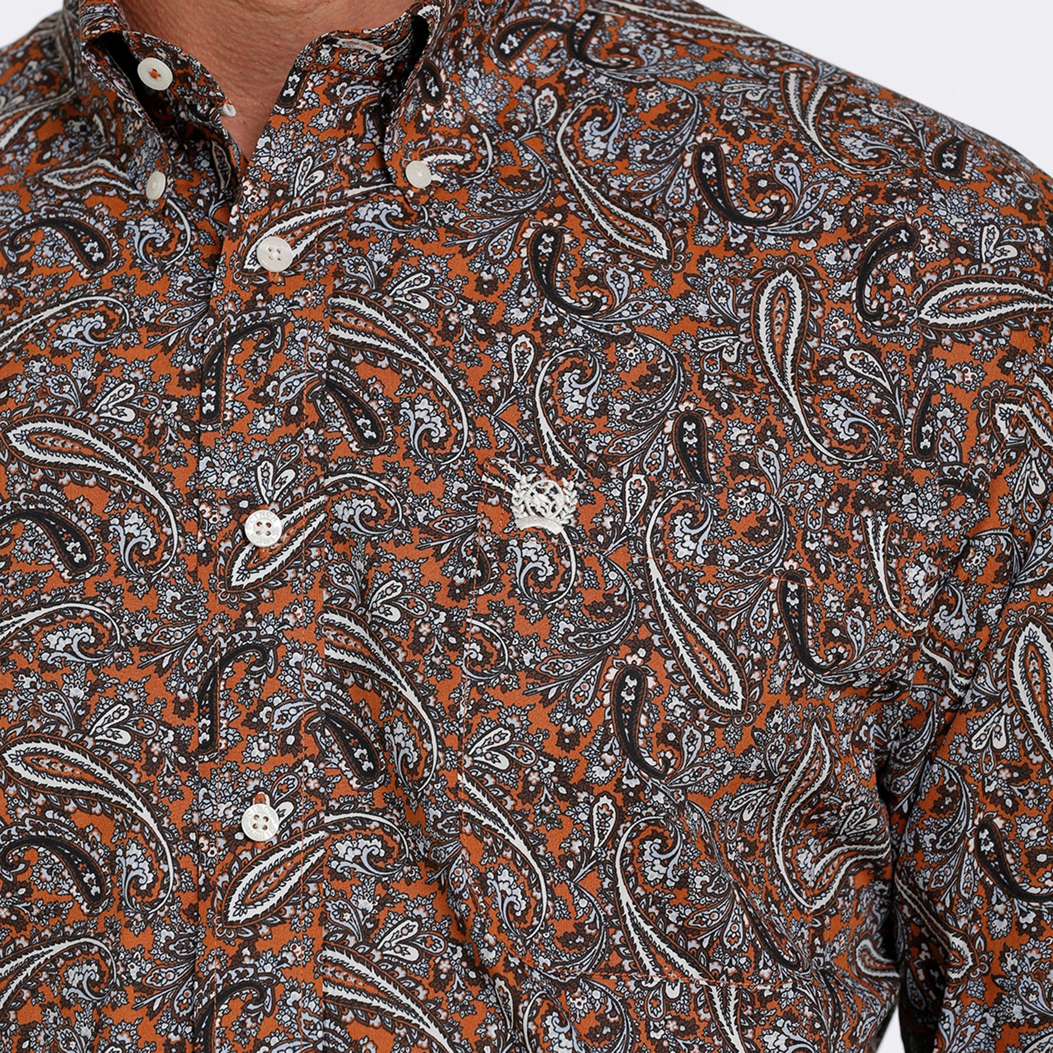 Athletic Cut Cinch Men's Brown/Blue Paisley Shirt