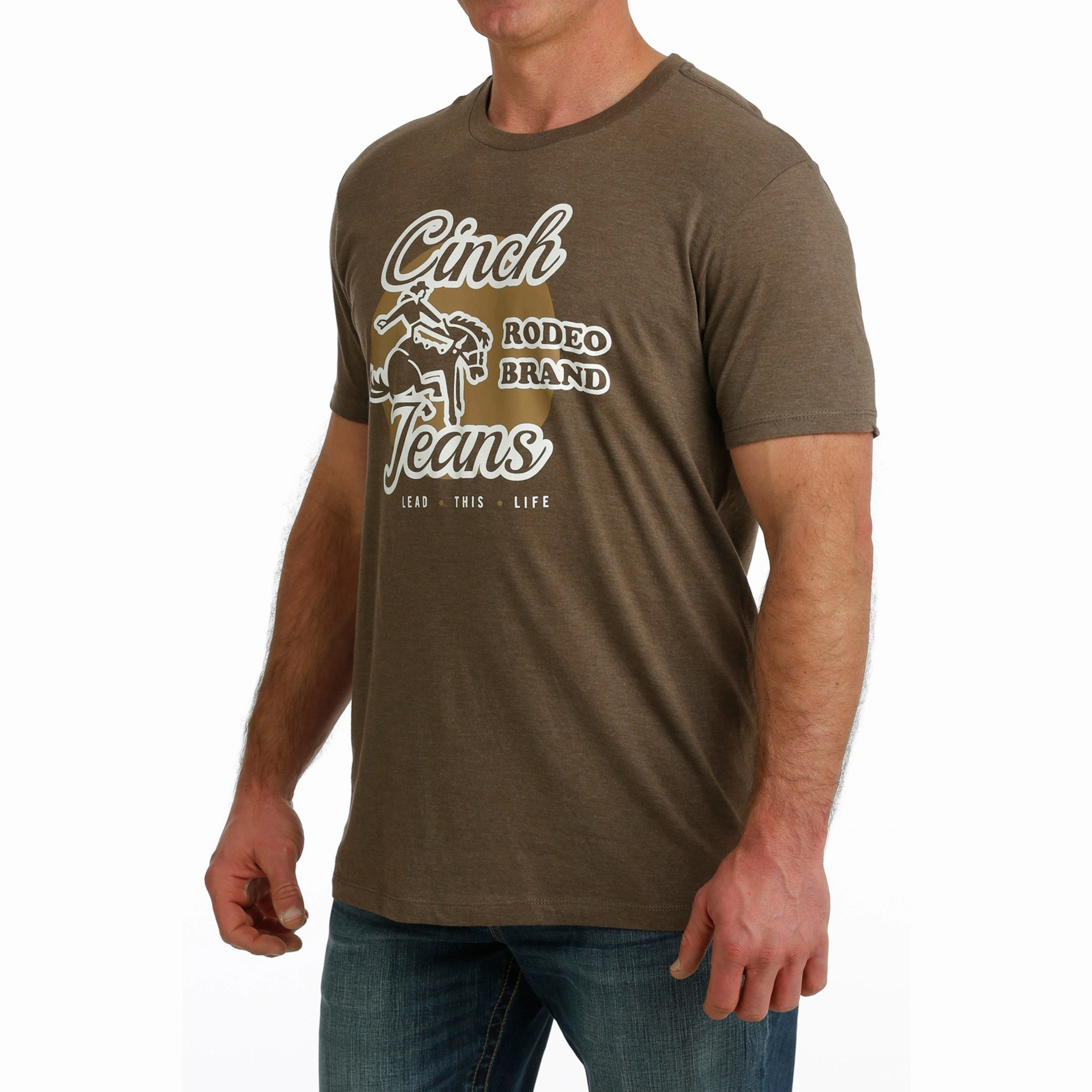 Flexible Placket Structure Cinch Men's Brown Rodeo Tee