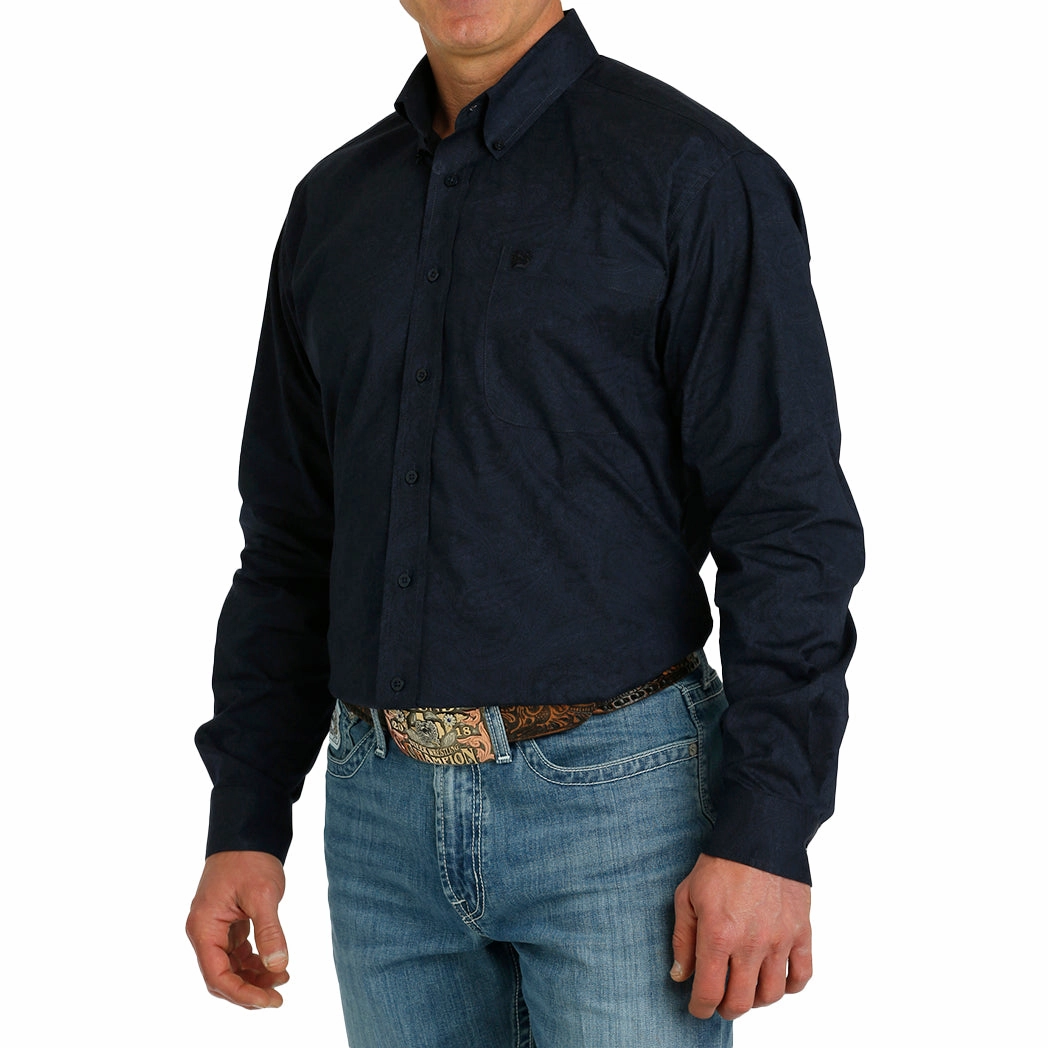 Cinch Men's Button Down Long Sleeve Distressed finish Tagless label