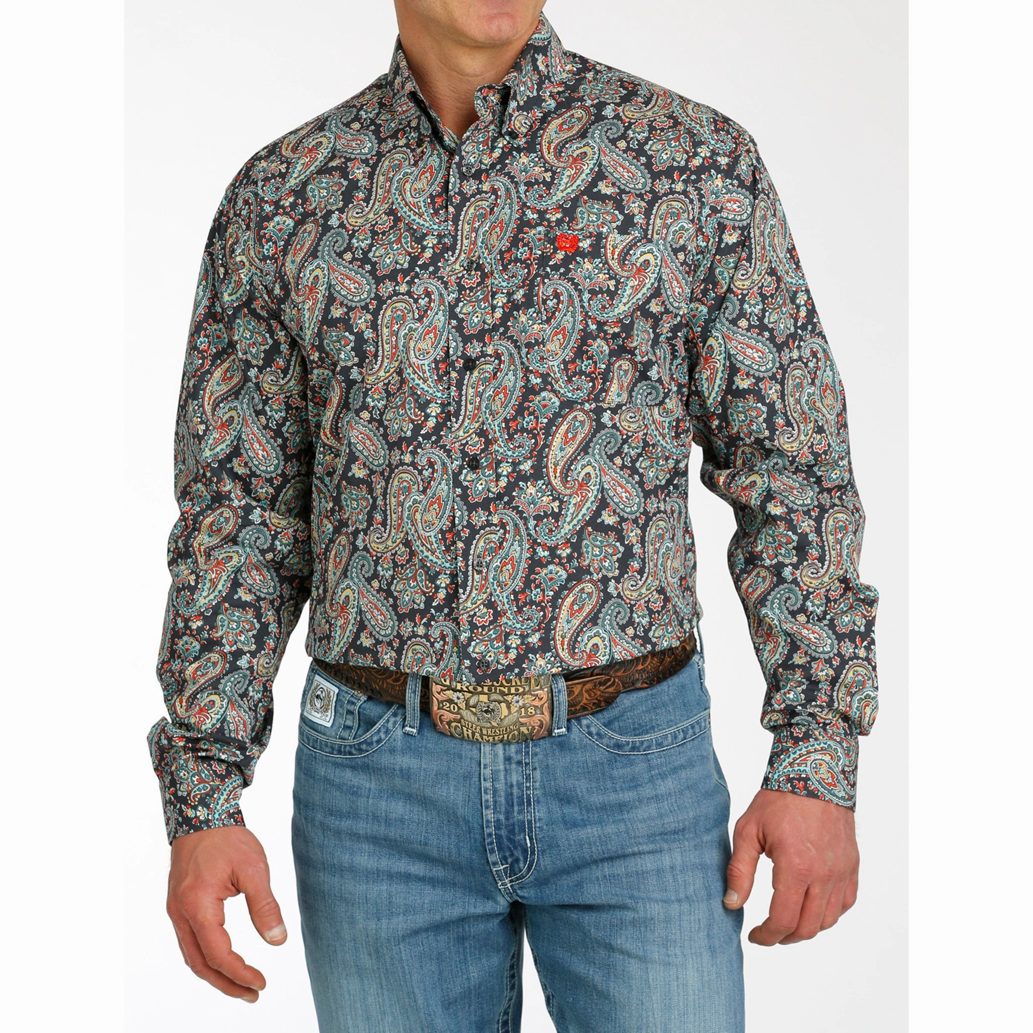 Cinch Men's Charcoal Paisley Long Sleeve Cocktail Event