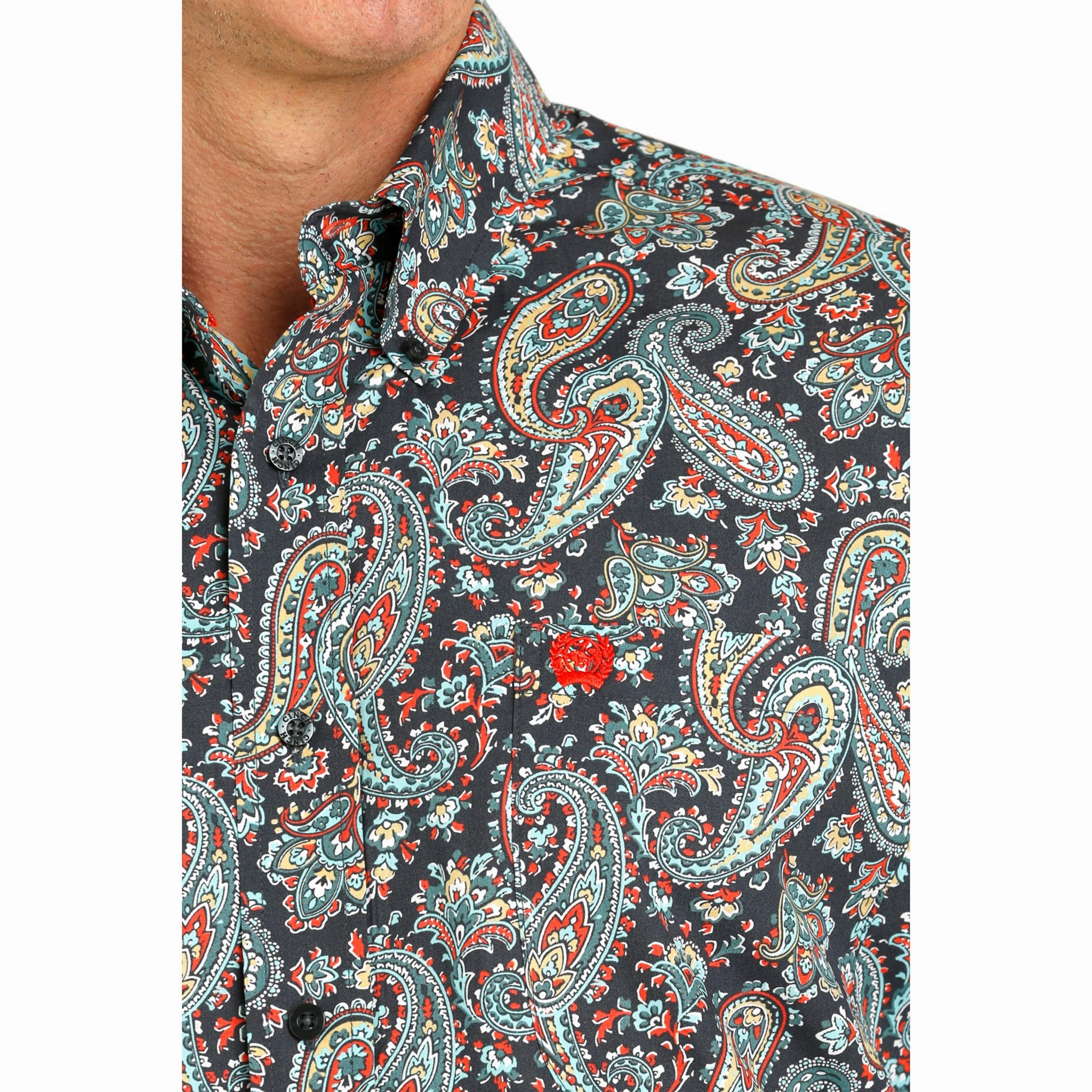 Cinch Men's Charcoal Paisley Long Sleeve Holiday Gift Cozy Wear