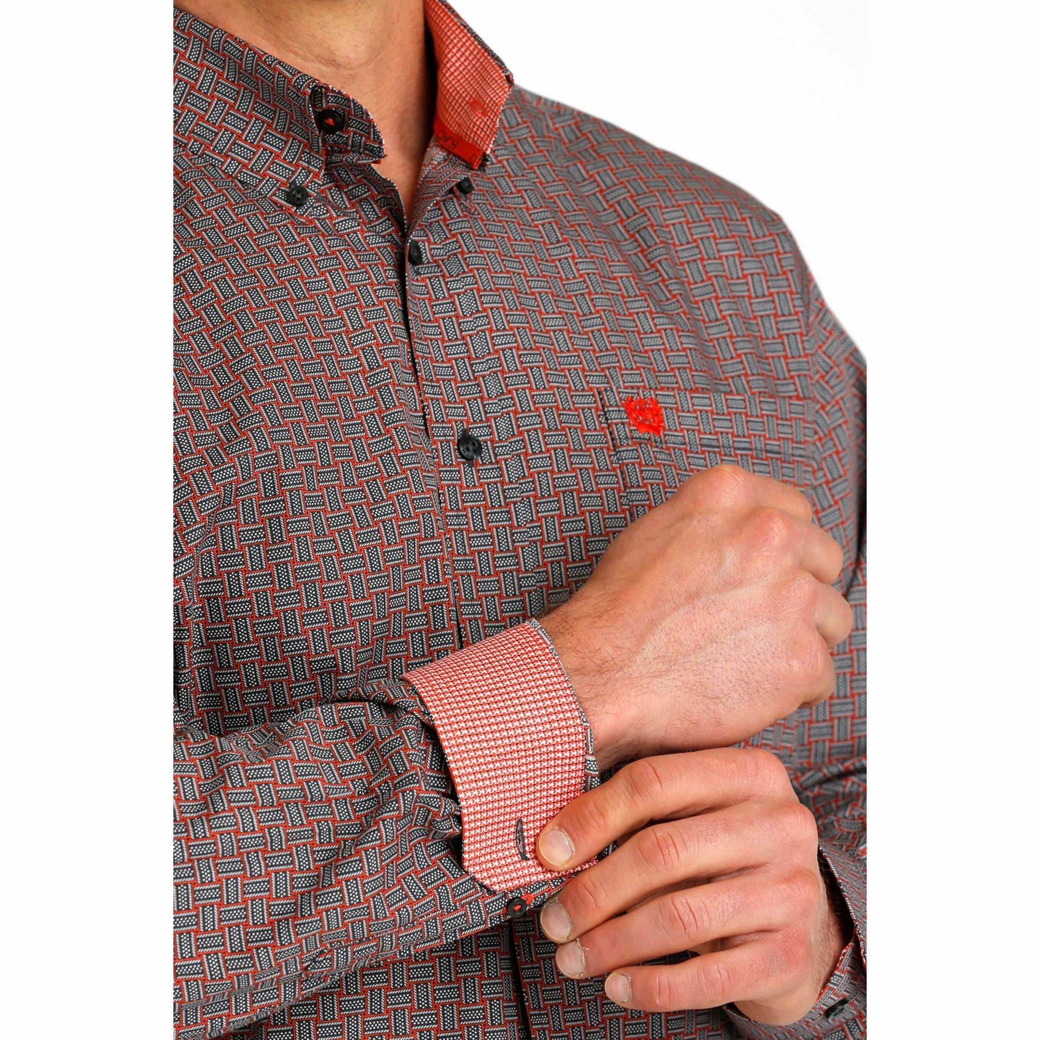 Cinch Men's Charcoal Print Long Sleeve Comfortable Layer