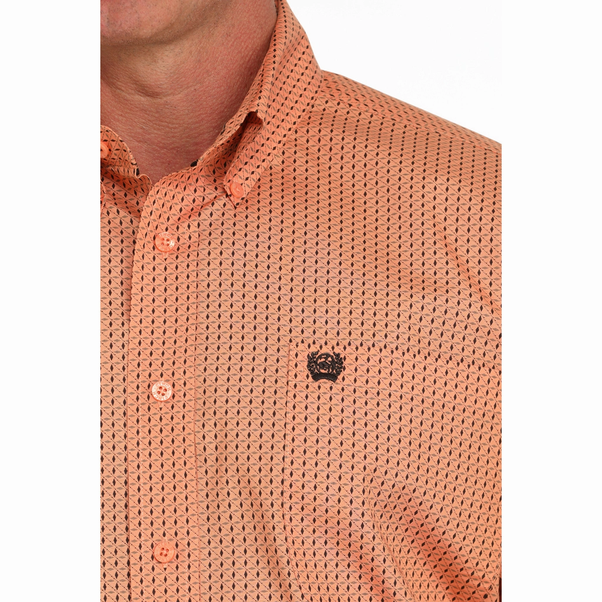 Relaxed Design Cinch Men's Coral Geometric Print Button-Down