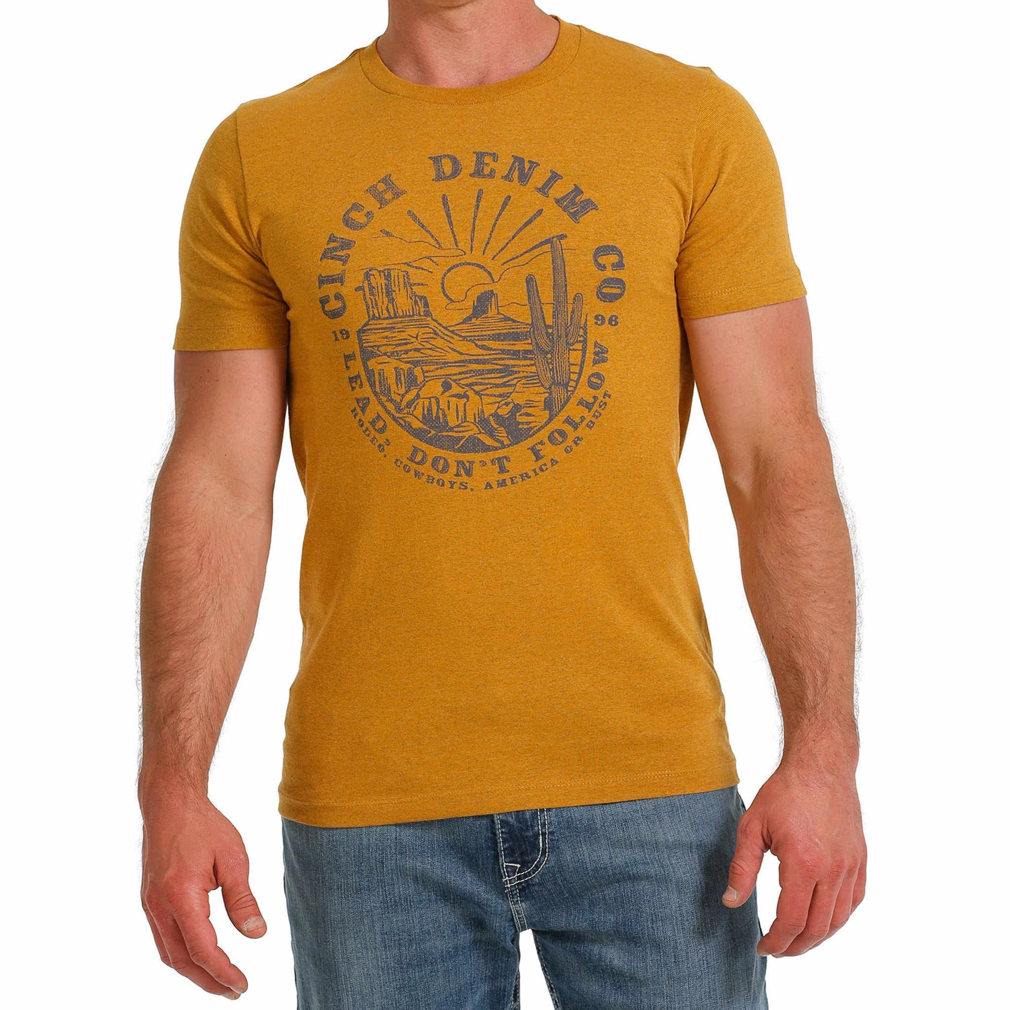 Cinch Men's Gold Tee Double Stitched Hems