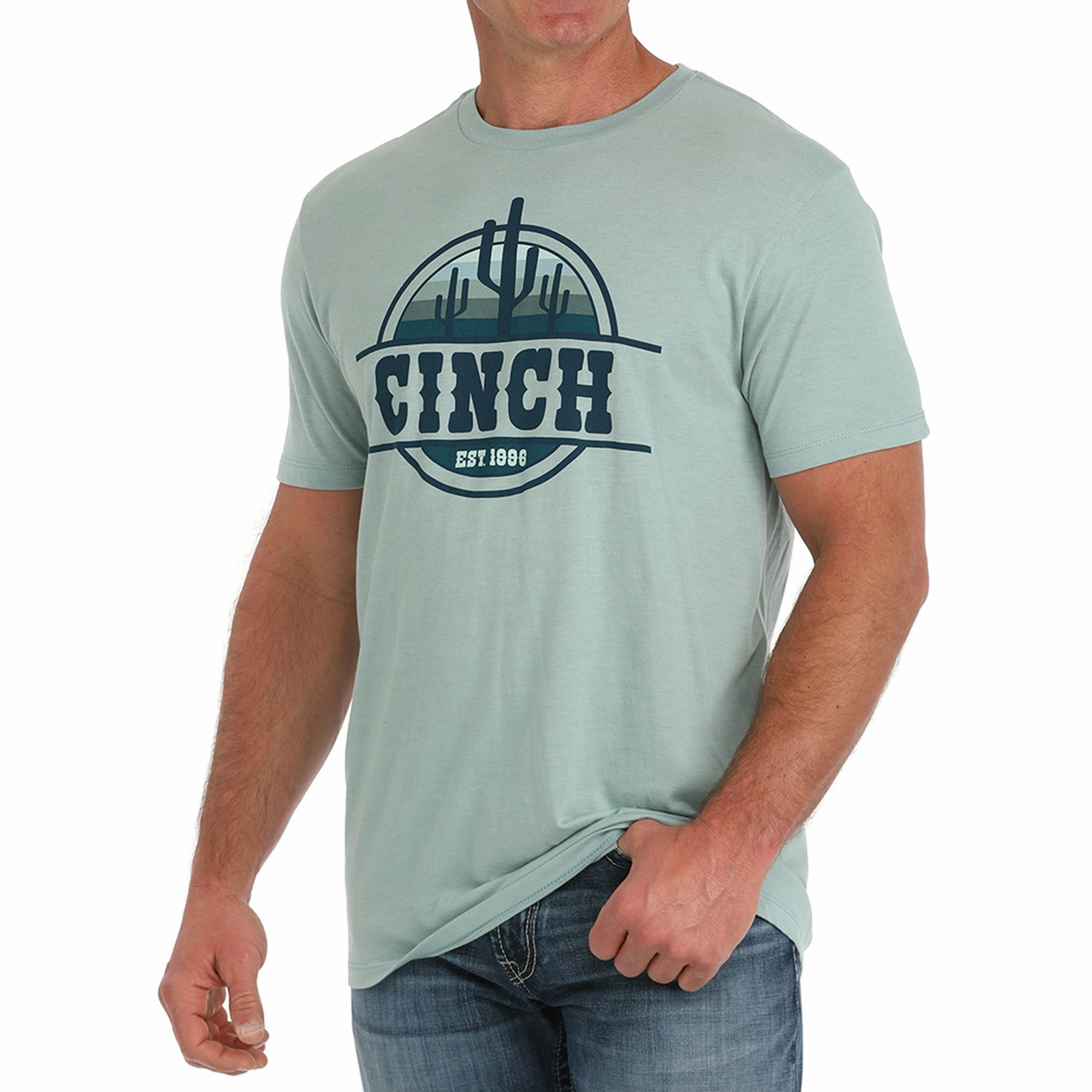 Cinch Men's Green Cactus Logo Tee All-day Comfort