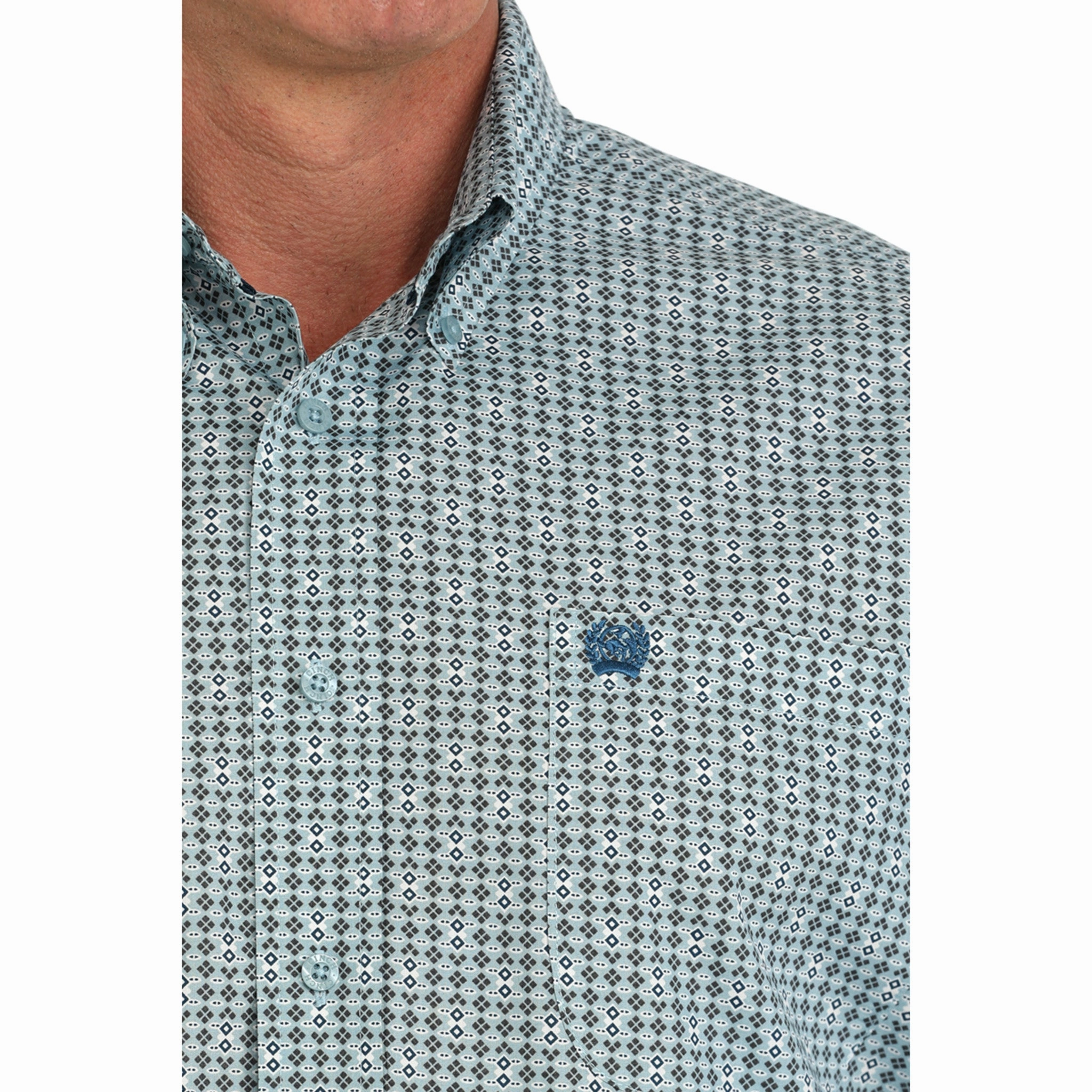 Everyday Fashion Timeless Wardrobe Cinch Men's Green Geo Print Shirt