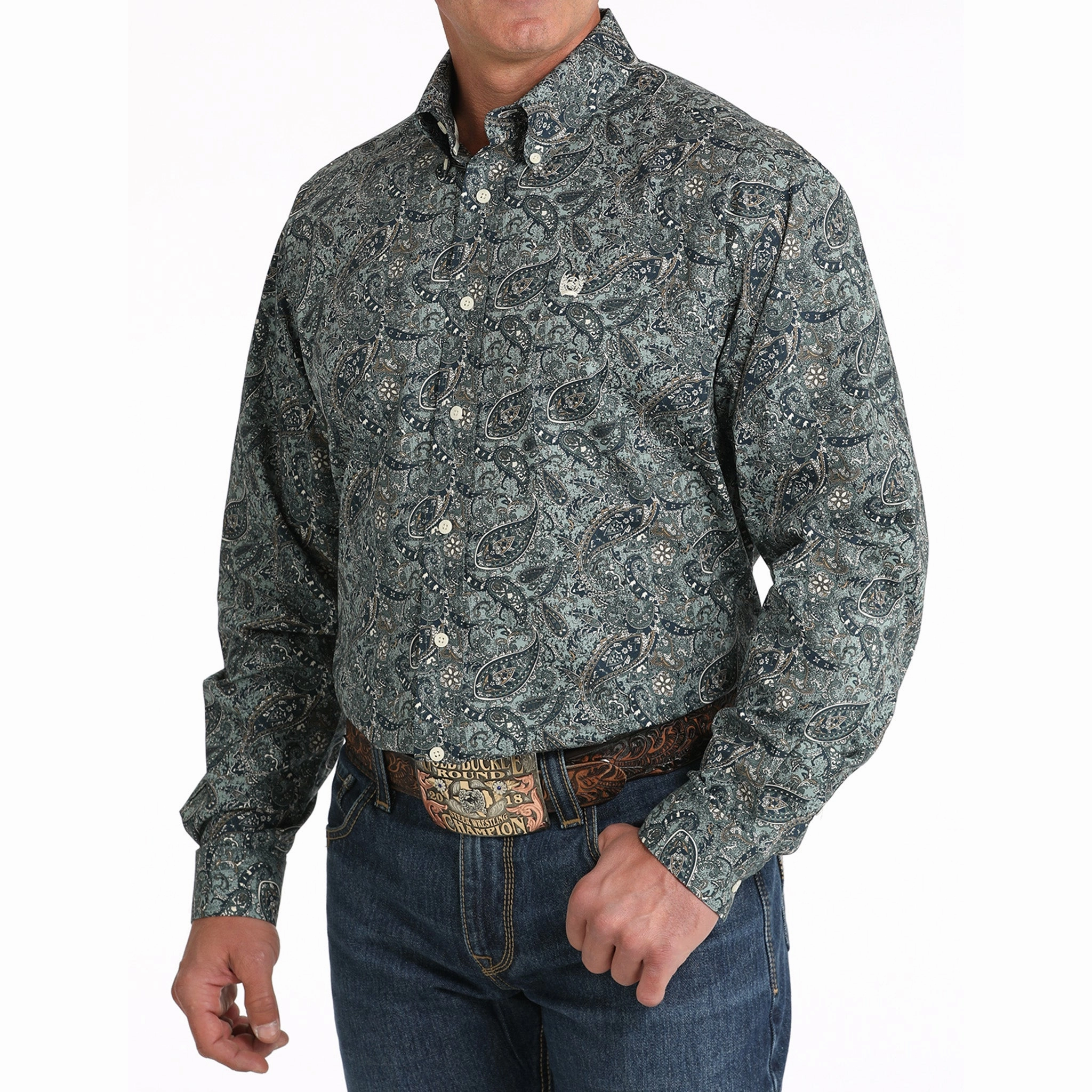 Trendy designs Cinch Men's Green Paisley Print