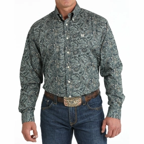 Cinch Men's Green Paisley Print Polished Style