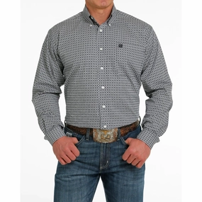 Cinch Men's Grey Geometric Pattern Shirt Comfort First Fit