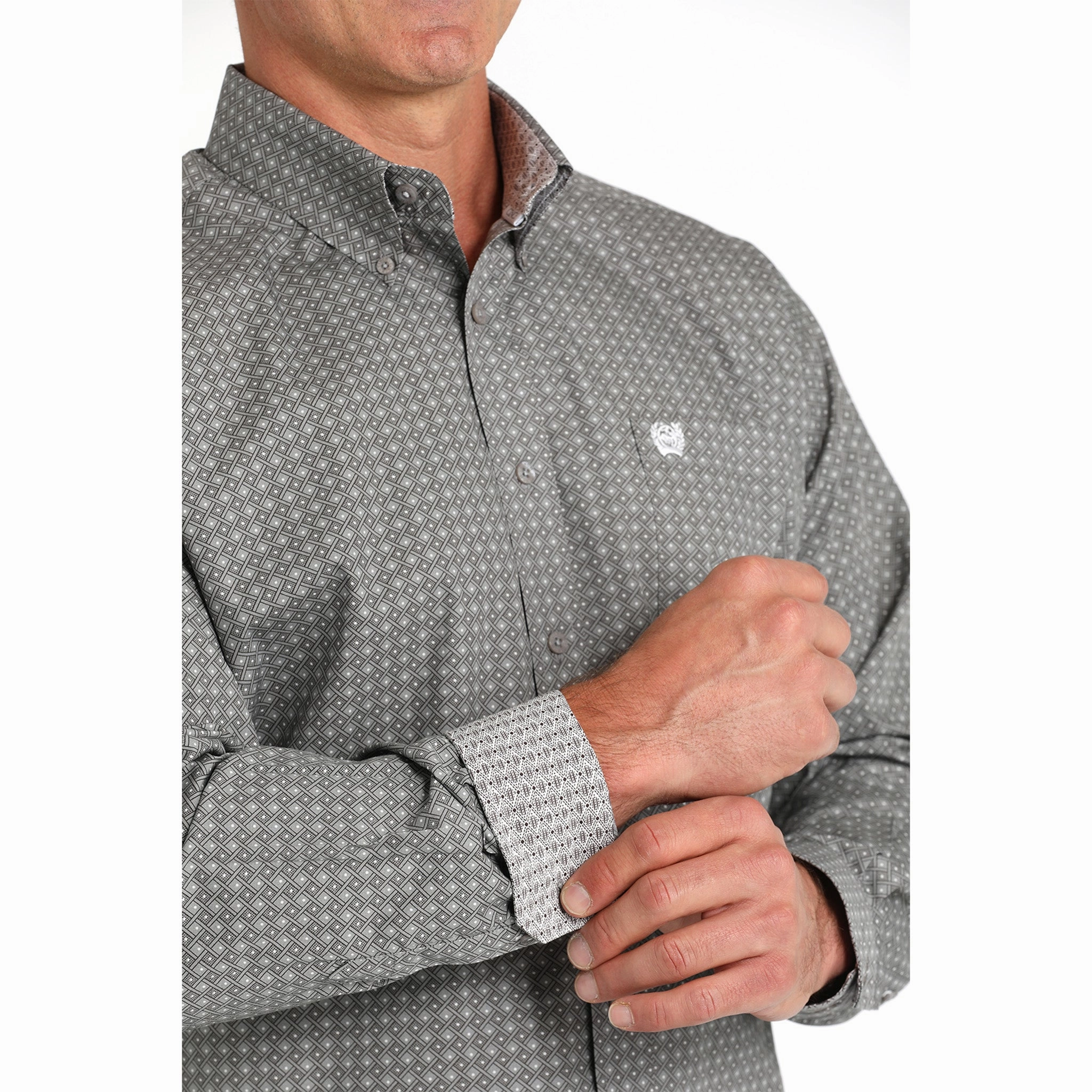 Cinch Men's Grey Print Shirt Odor Control Fabric