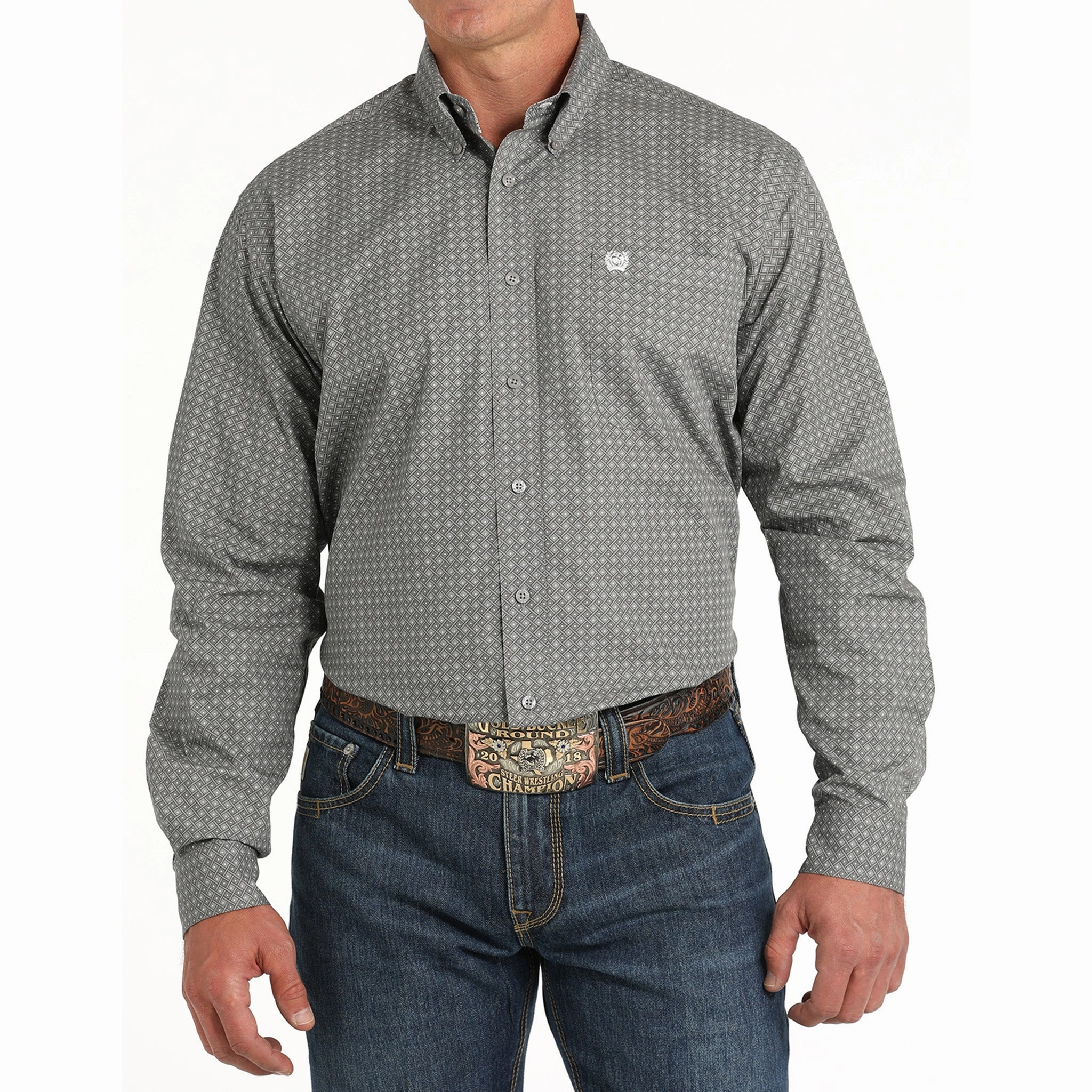 Cinch Men's Grey Print Shirt Sophisticated Style Country Charm