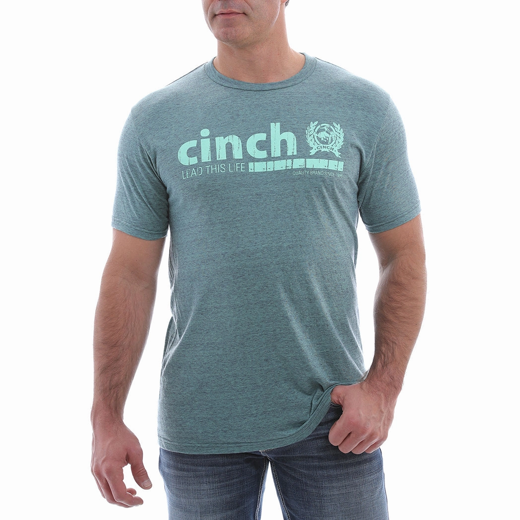 Eco Dye Technique Athleisure Trend Cinch Men's Heather and Turquoise T-Shirt