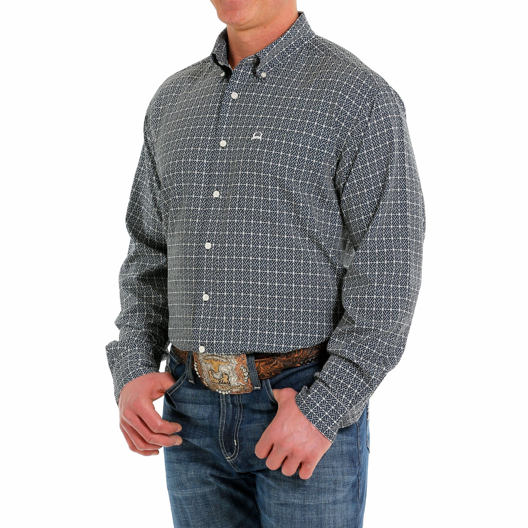 Modern Appeal Picnic Outfit Cinch Men's Long Sleeve Navy Arena Flex Shirt