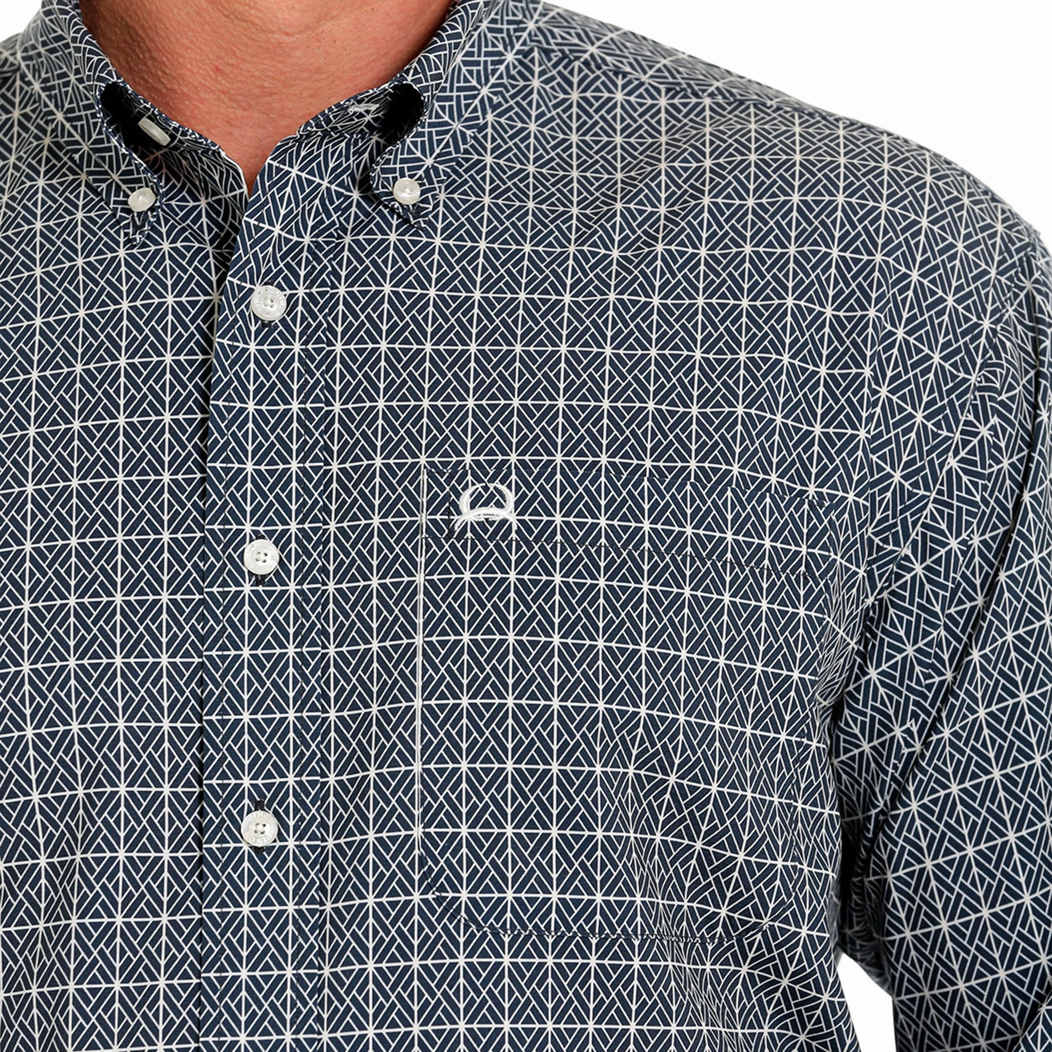 Slim Silhouette Cinch Men's Long Sleeve Navy Arena Flex Shirt