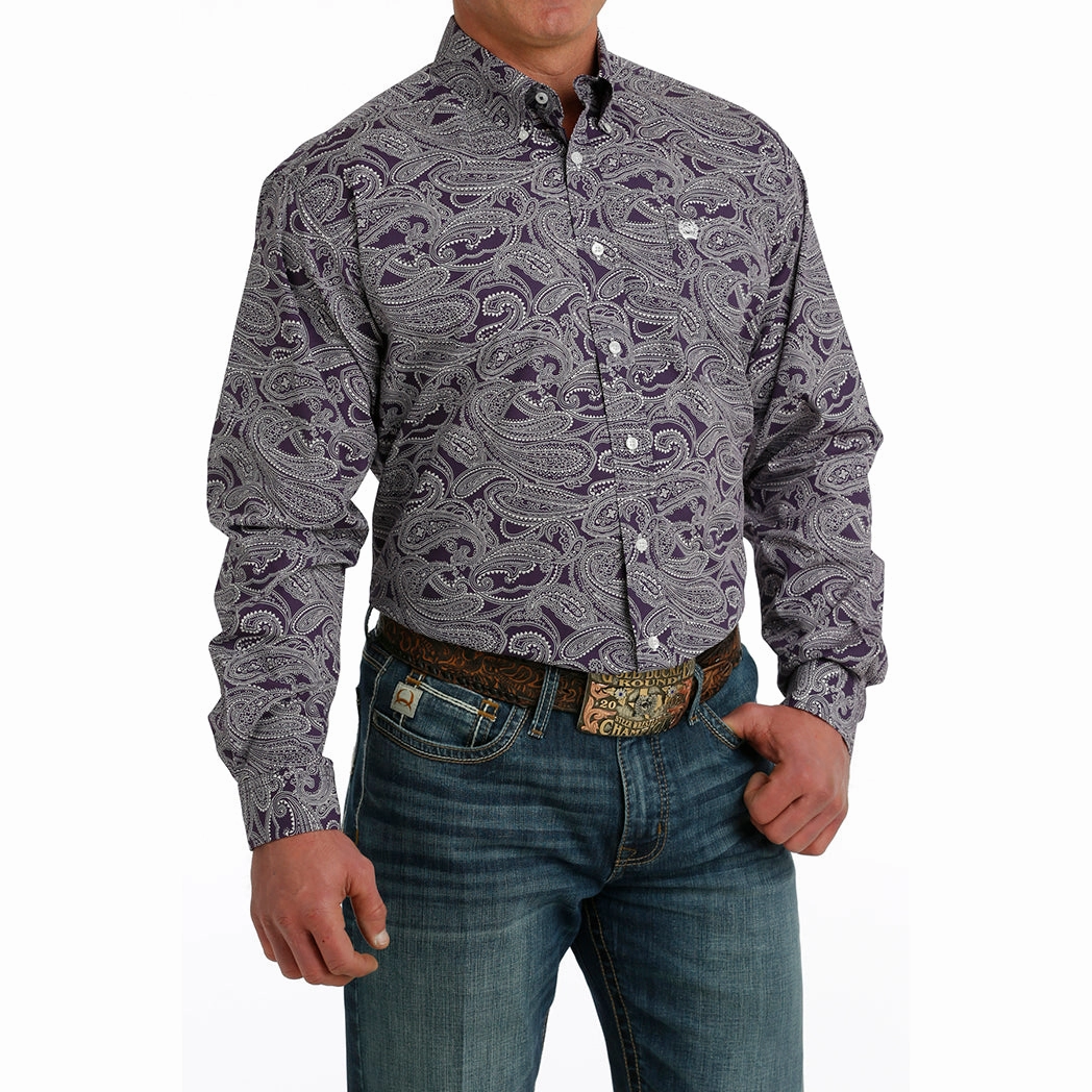 Cinch Men's Long Sleeve Paisley Print Button Down Long Sleeve hypoallergenic material