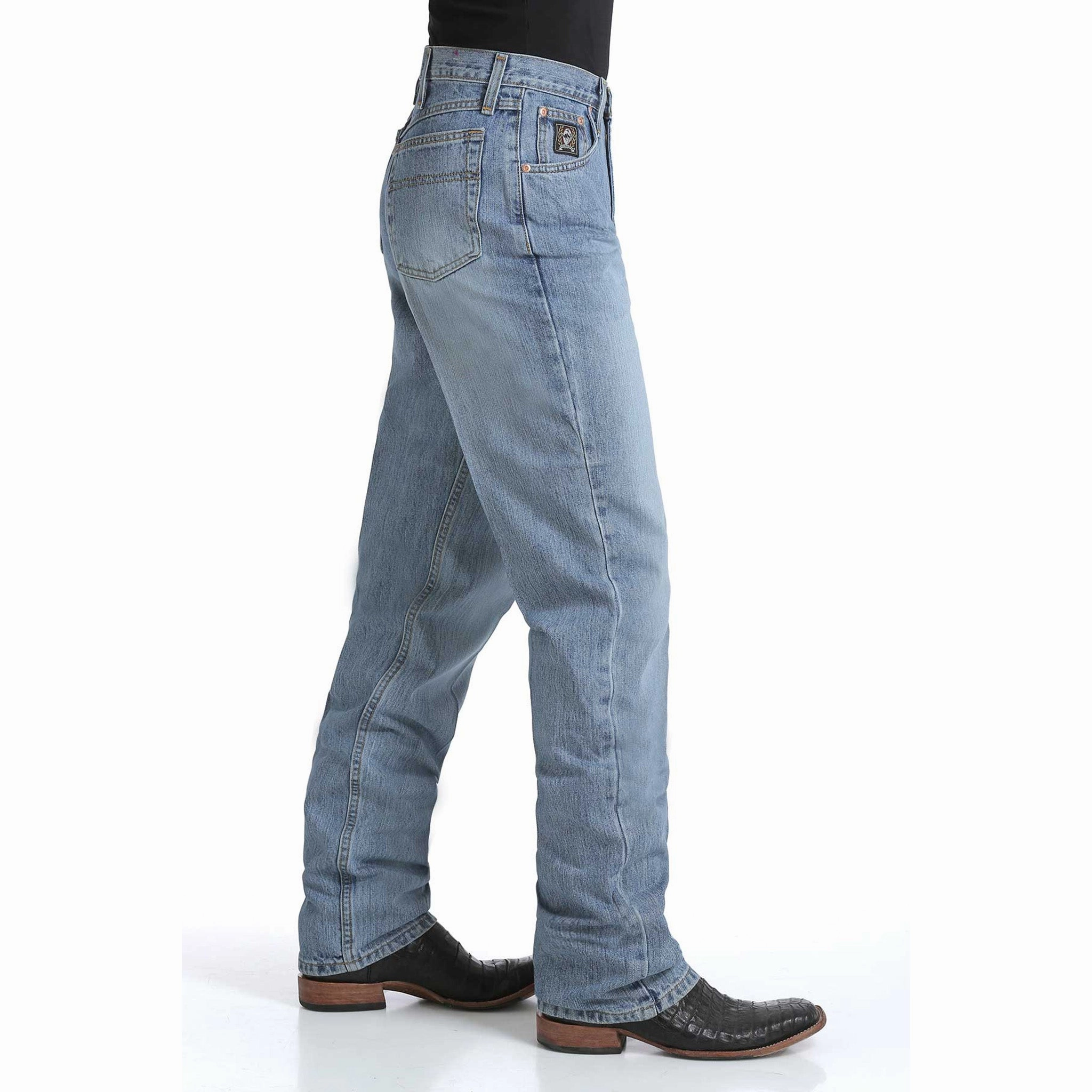 Seamless Waistband Finish Cinch Men's Medium Stone Black Label Jeans