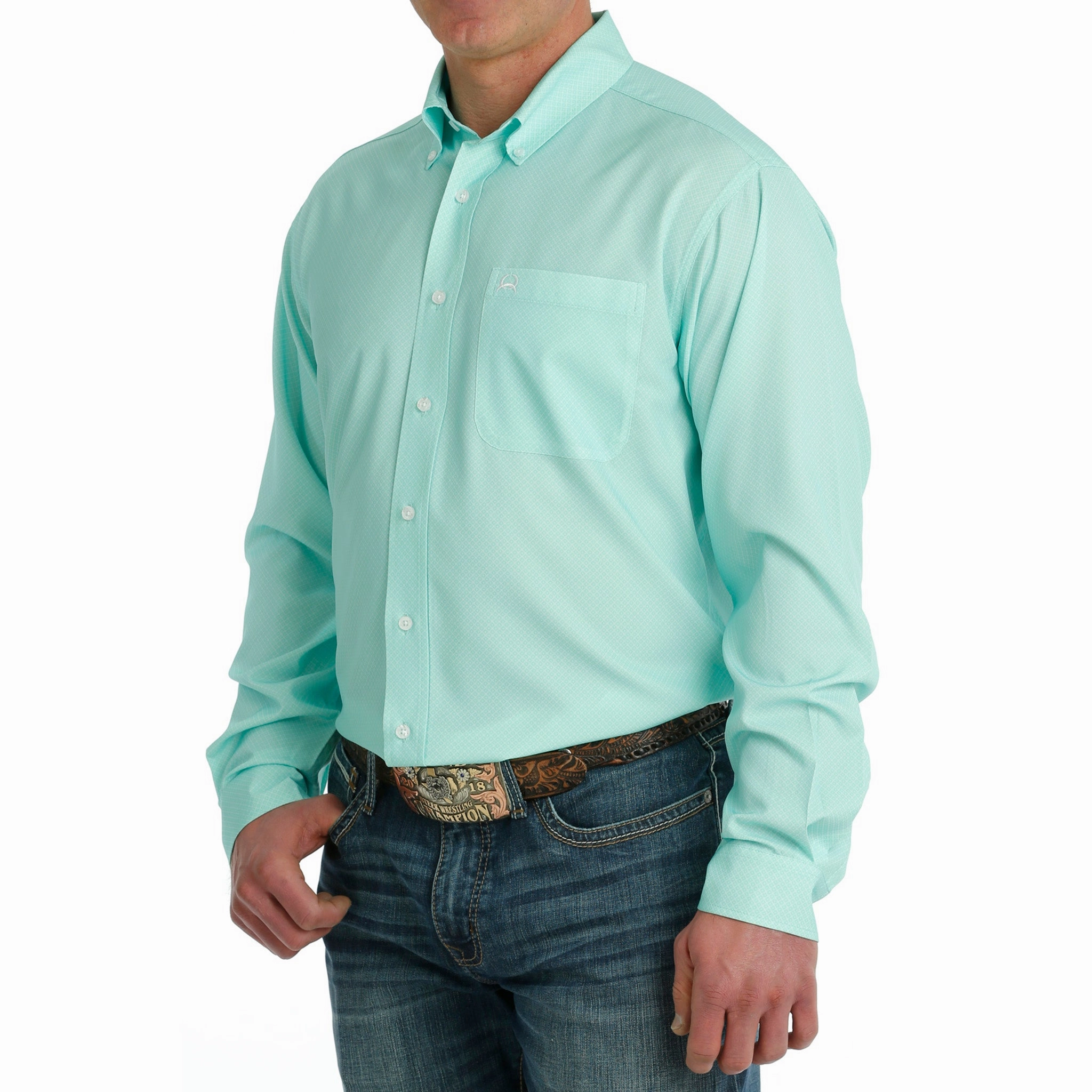Cinch Men's Mint Geo Arena Flex Shirt Classic Comfort