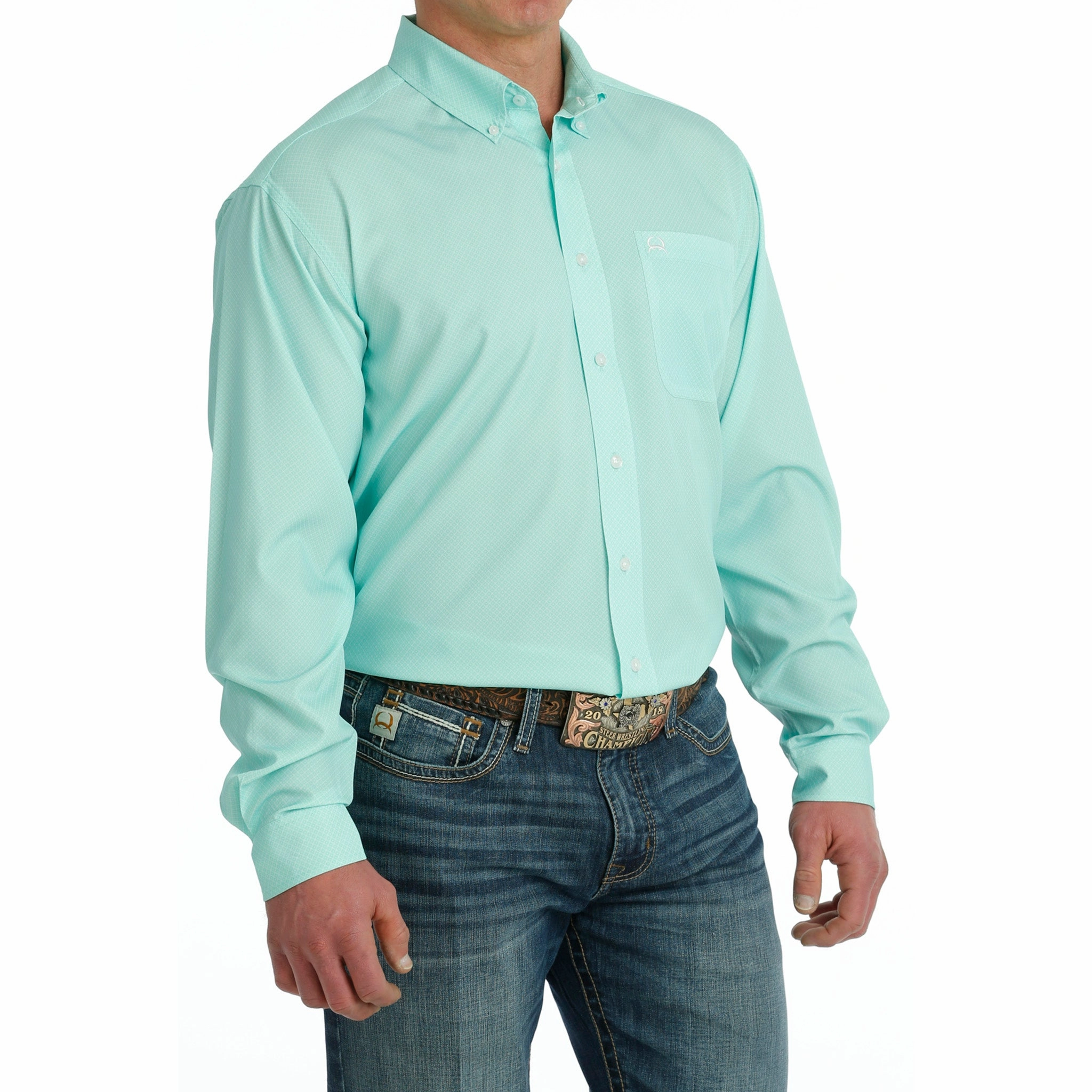 Cinch Men's Mint Geo Arena Flex Shirt Simple Comfort shopping spree