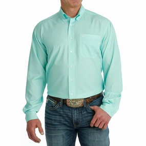 Linen blend Seasonal Trend Cinch Men's Mint Geo Arena Flex Shirt