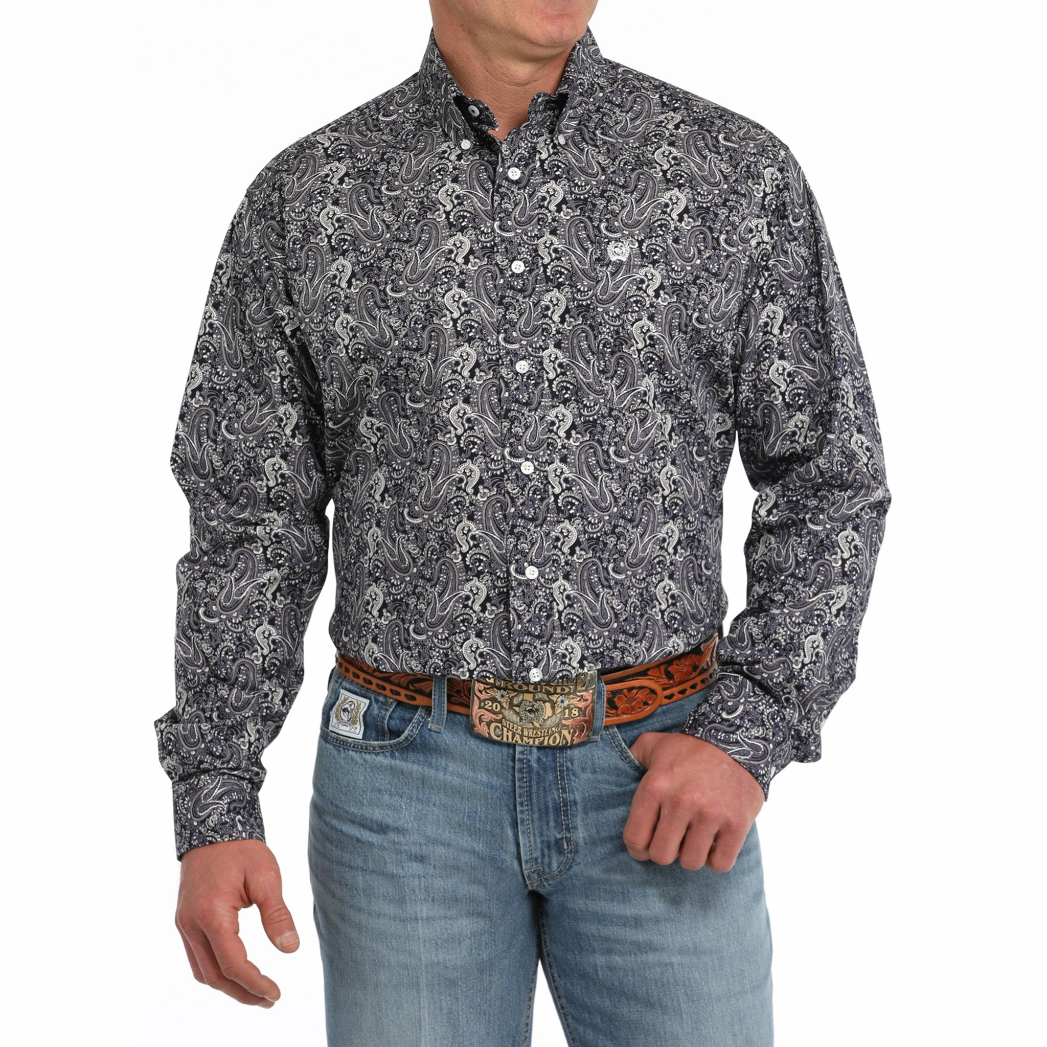 Durable Button Closures Cinch Men's Multi Color Paisley Long Sleeve Shirt