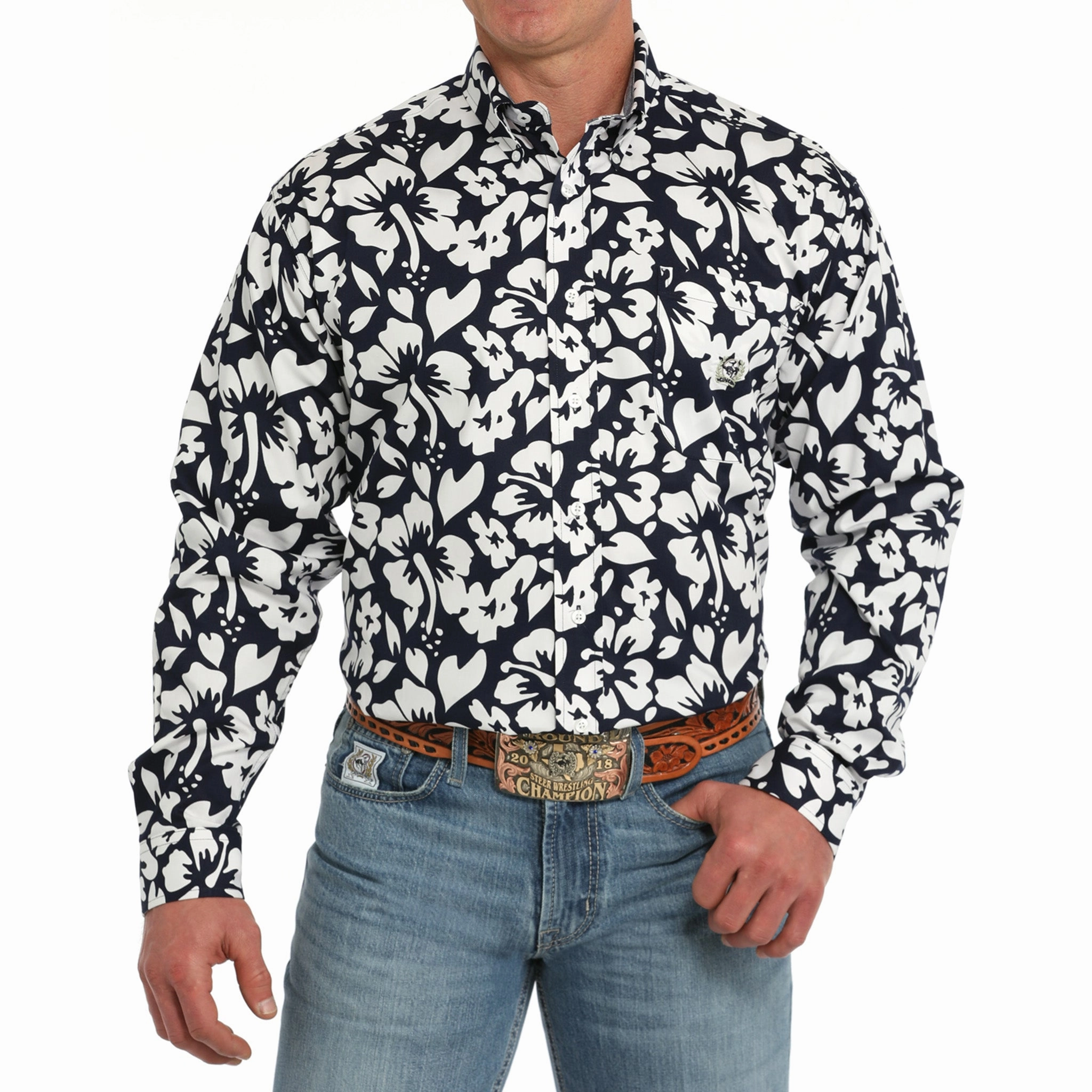 Comfortable Design Cinch Men's Navy Floral Shirt