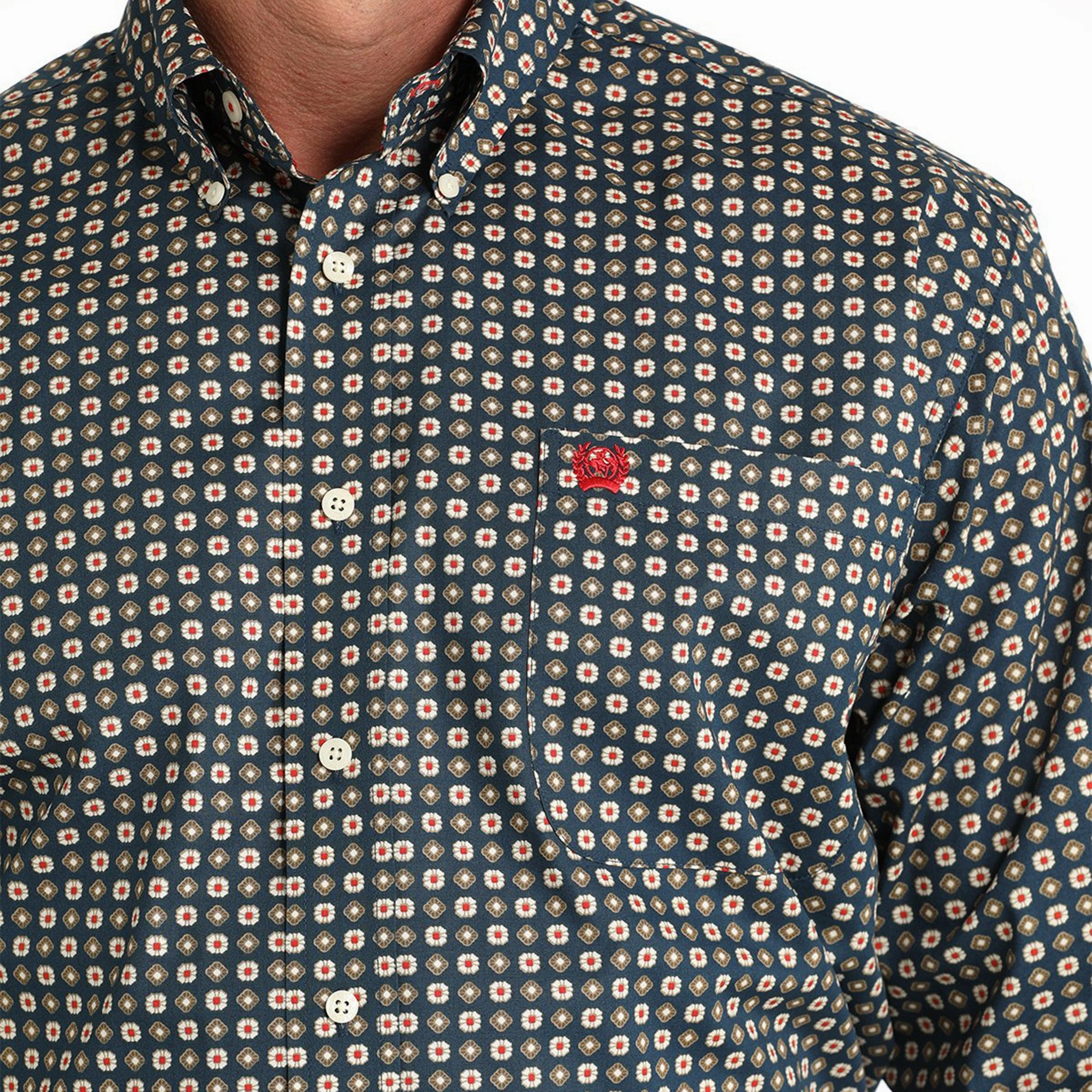 Cinch Men's Navy Long Sleeve Print Shirt Versatile Clothing