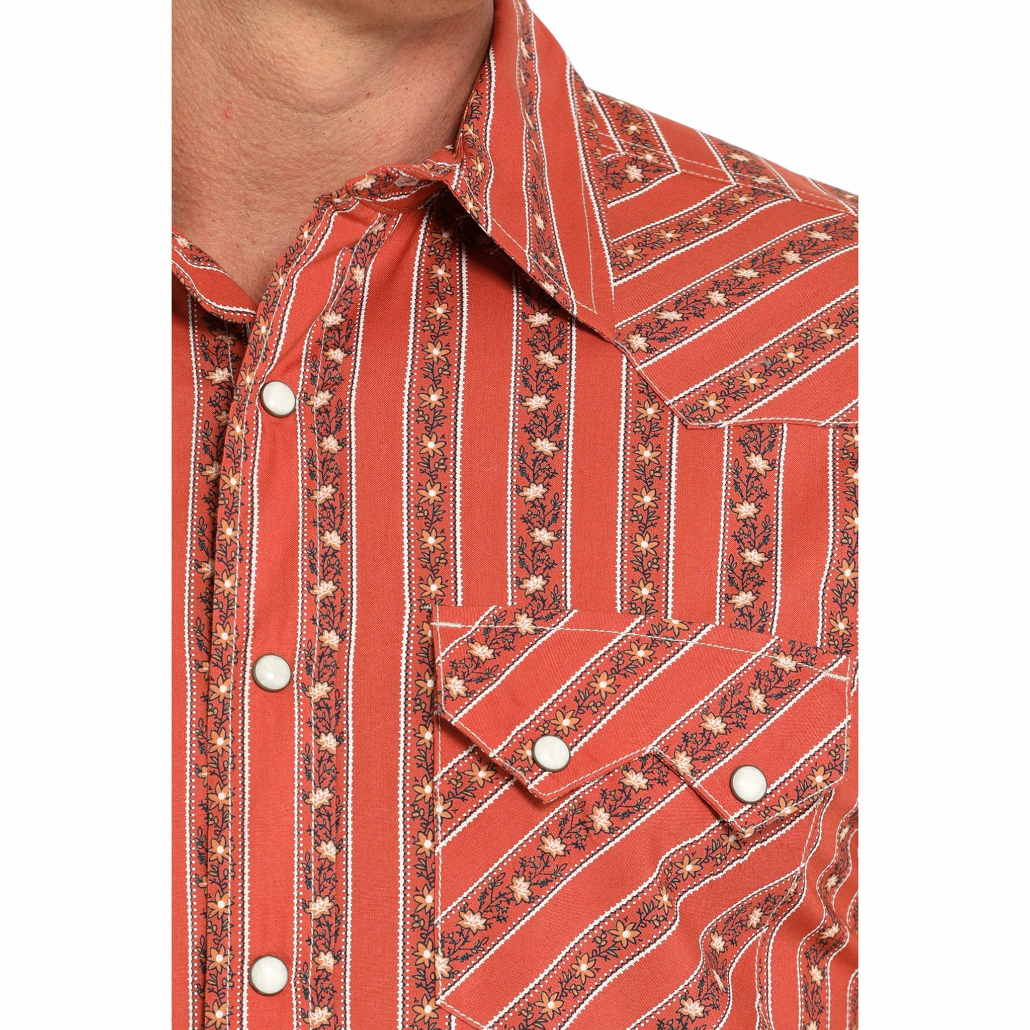 Trendy Vibes Cinch Men's Orange Floral Stripe Shirt