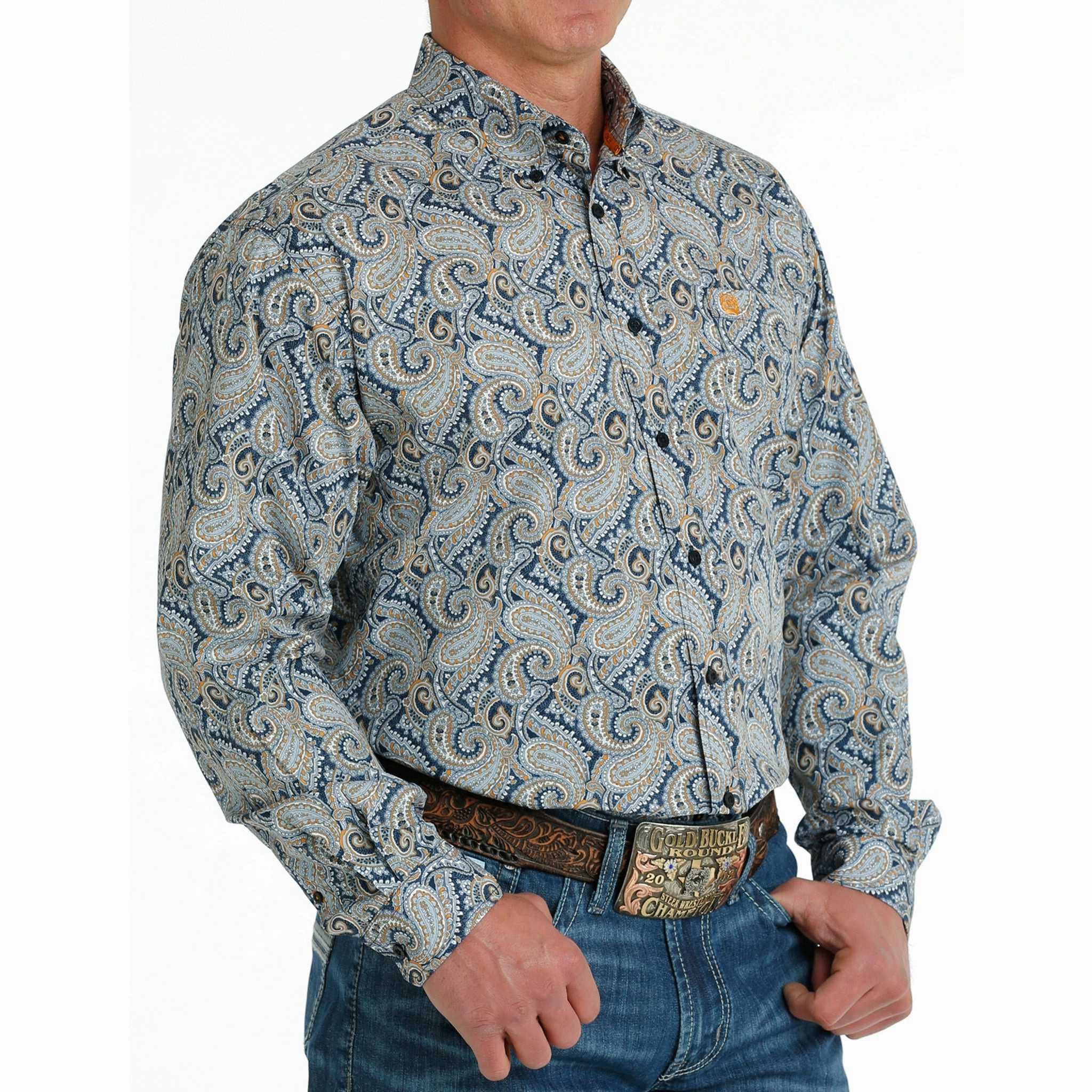 Cinch Men's Paisley Long Sleeve Button Down Fall Foliage adult clothing
