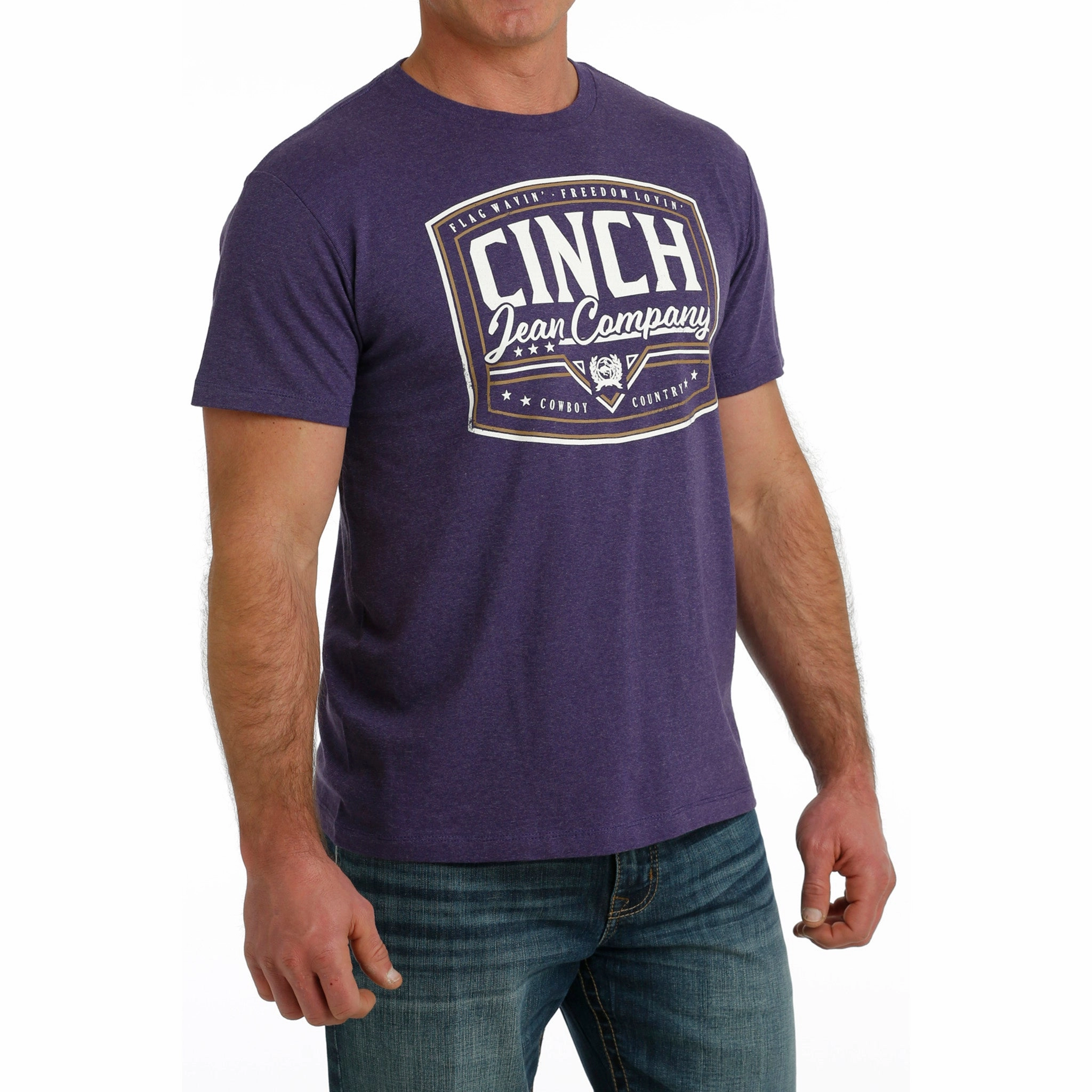 Reinforced Elbow Patches Cinch Men's Purple Tee
