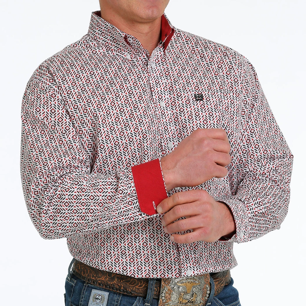 All-Purpose Wear Cinch Men's Red & White & Black Long Sleeve