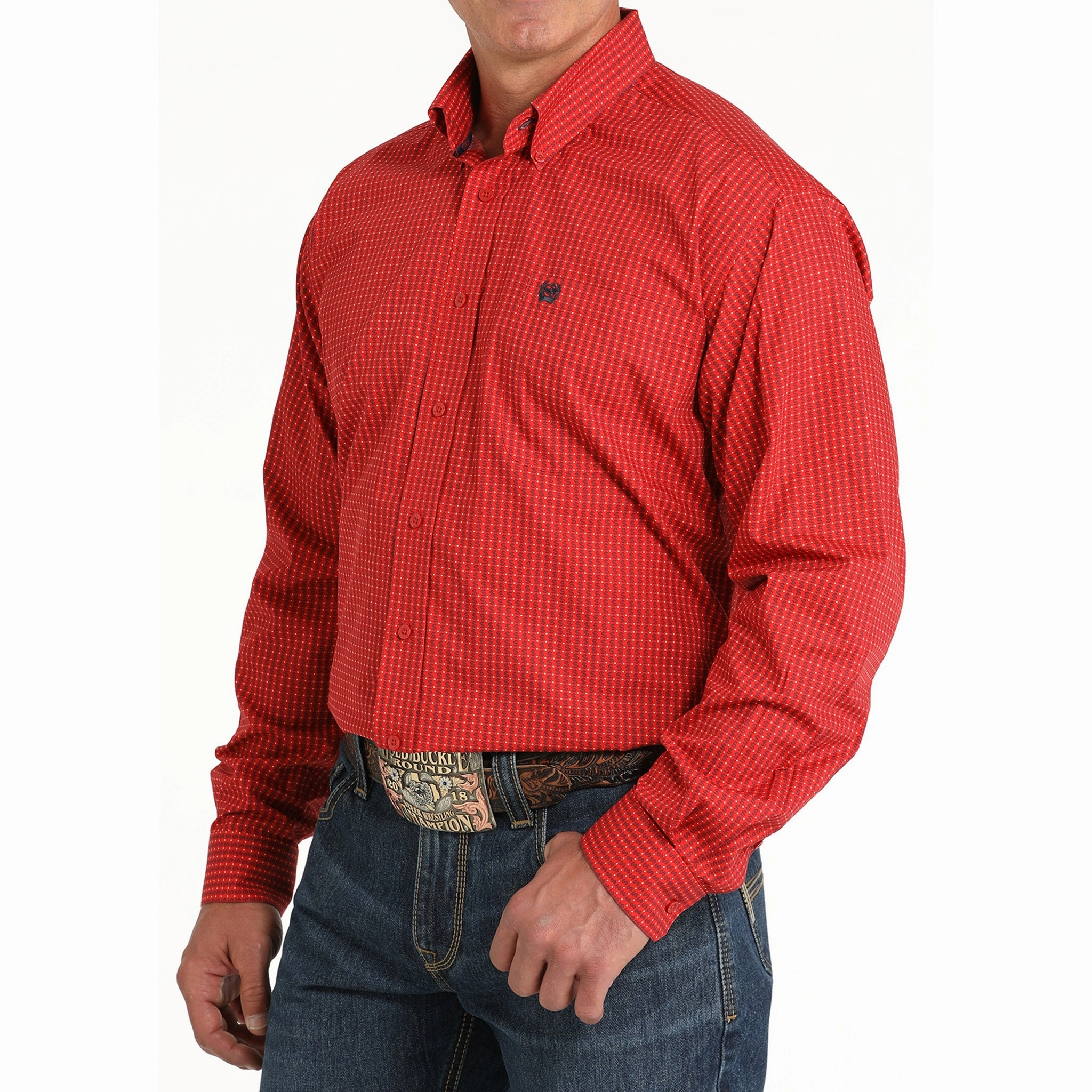 Cinch Men's Red Money Print Shirt Budget Friendly Comfy Fit