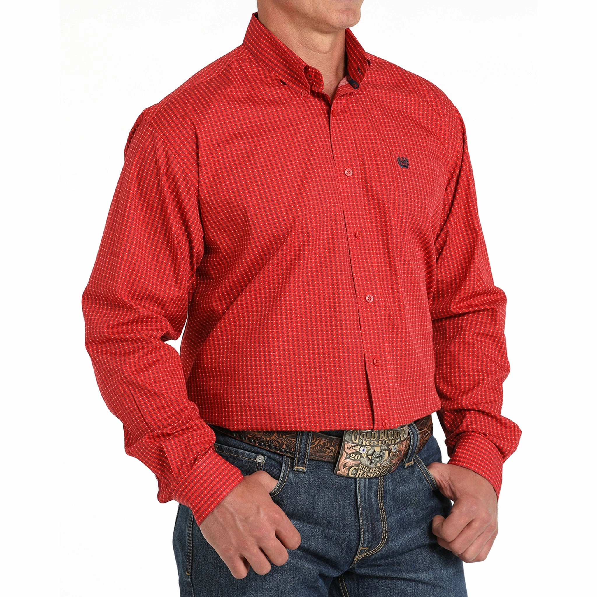 Cinch Men's Red Money Print Shirt Edgy Design