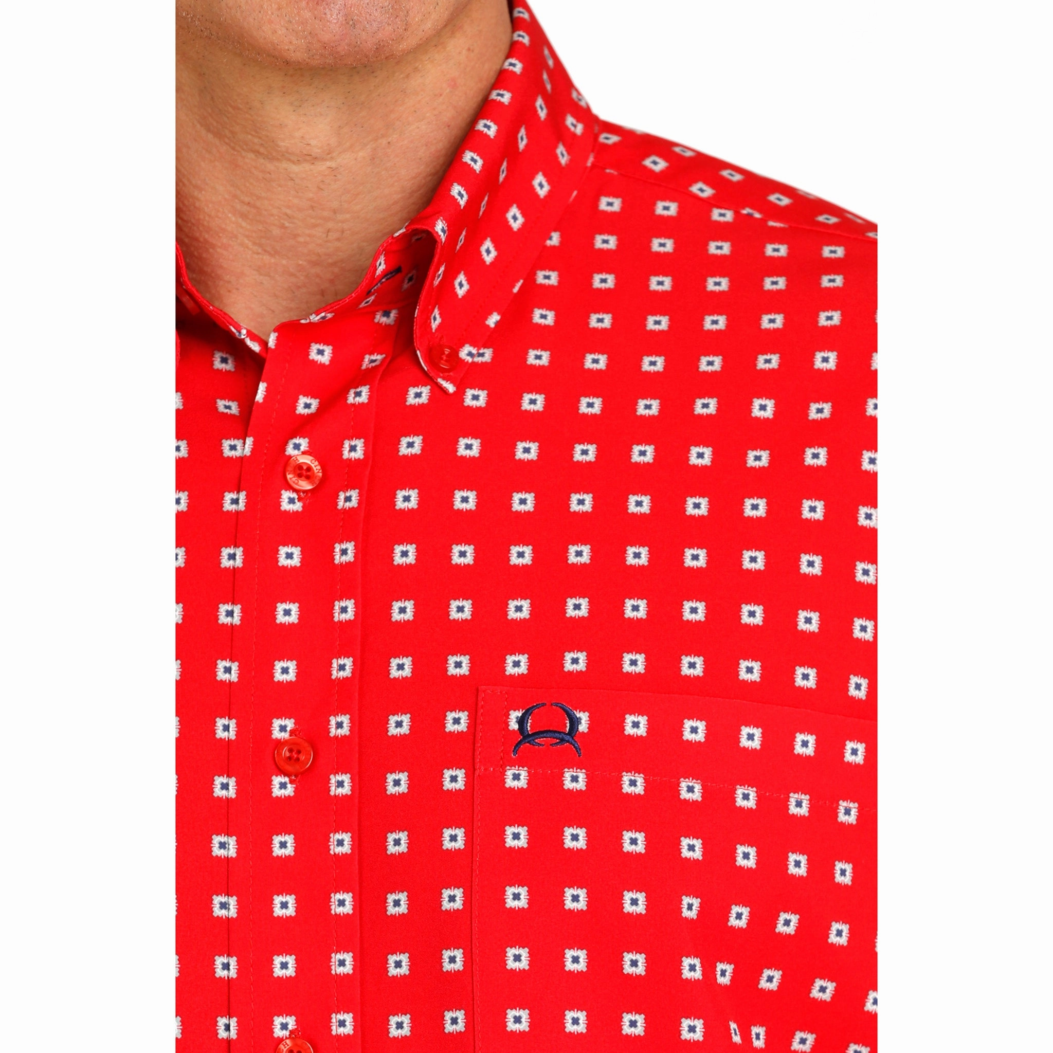 Sporty Look Cinch Men's Red Print Long Sleeve