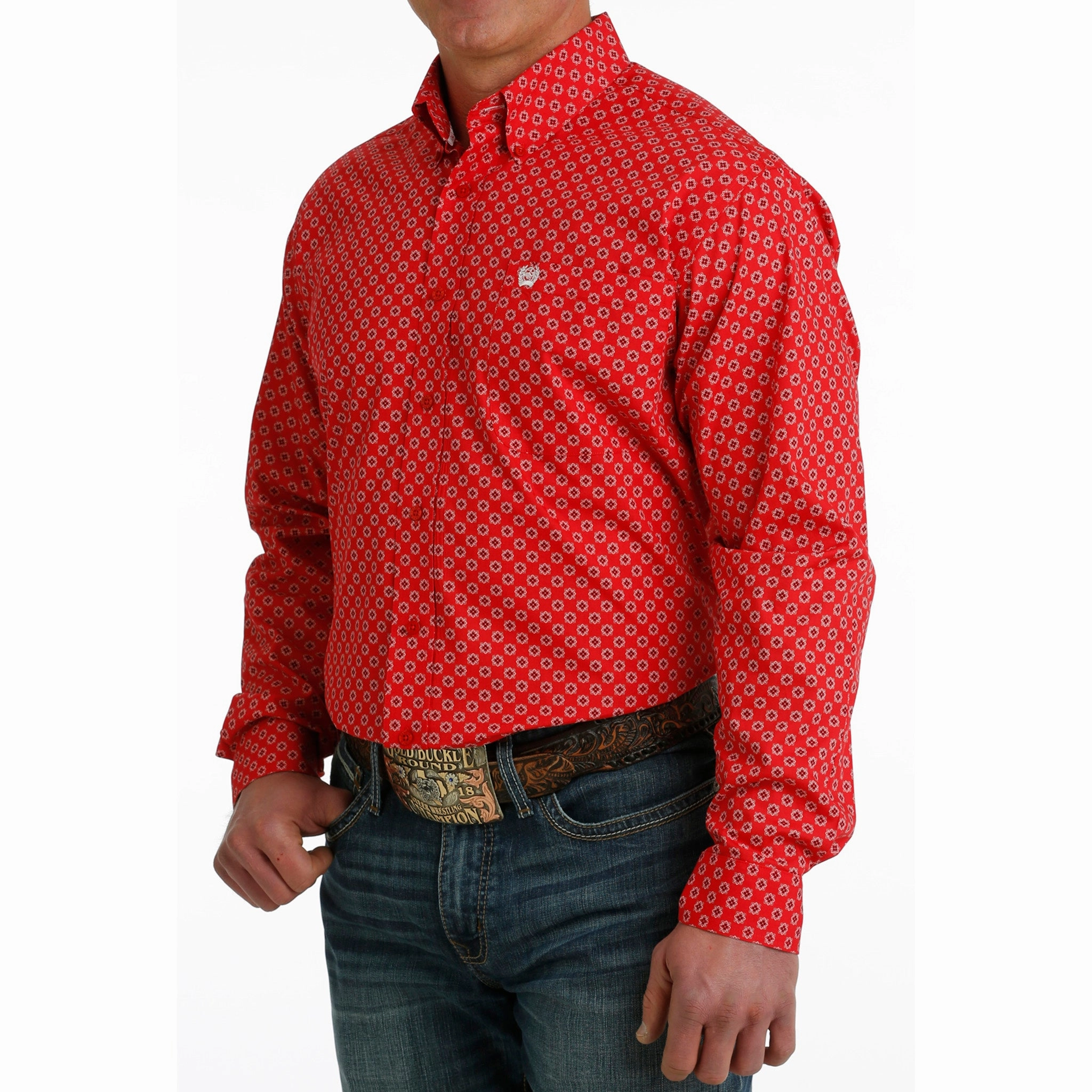 Boho chic Cinch Men's Red Print Long Sleeve