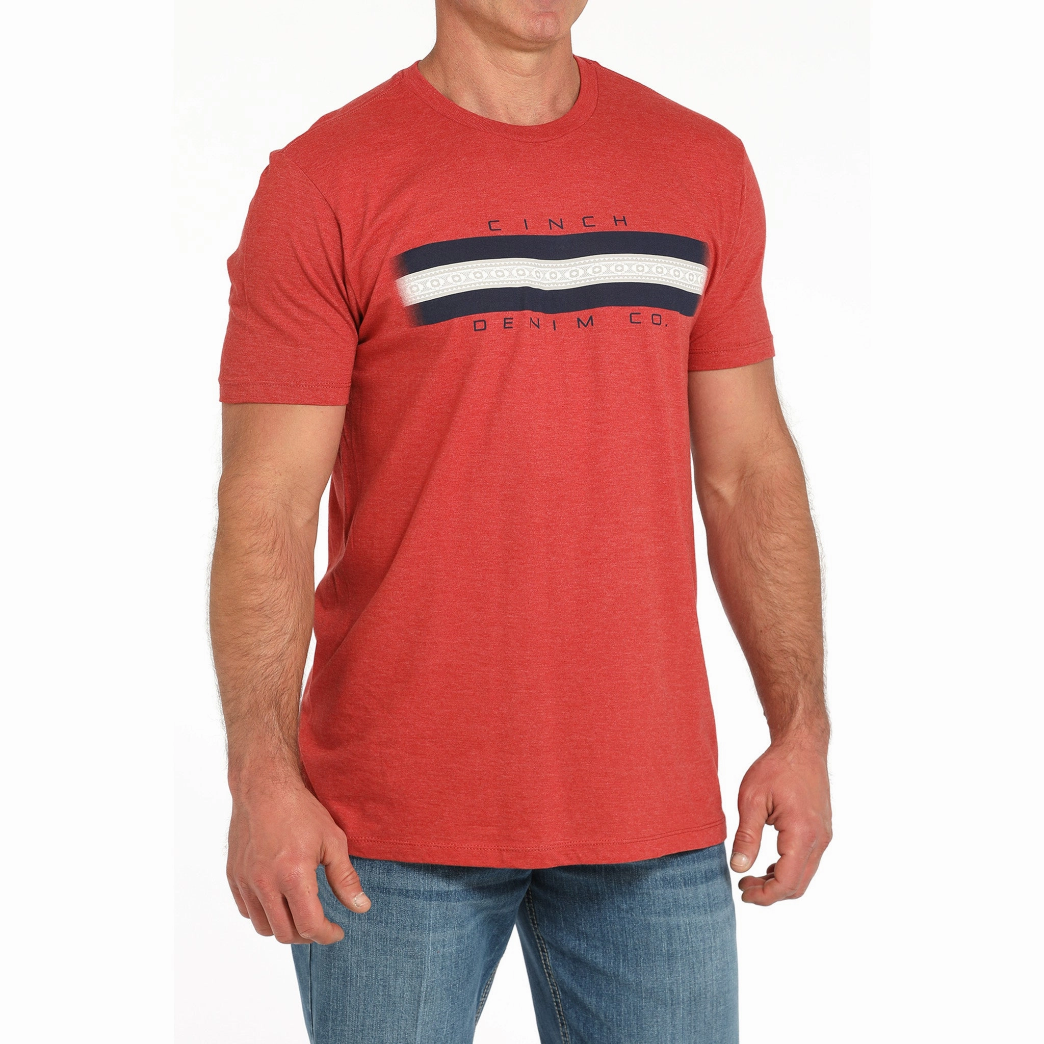 Cinch Men's Red Short Sleeve Graphic Tee Fitted Design