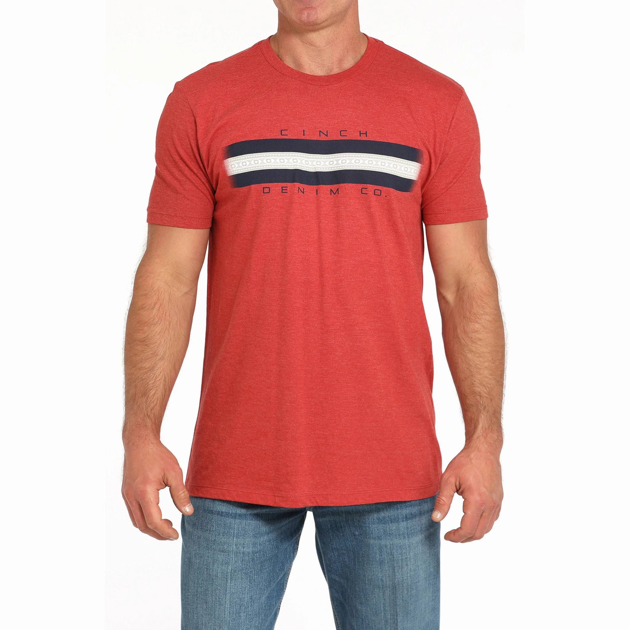 Recycled Polyester Blend Cinch Men's Red Short Sleeve Graphic Tee