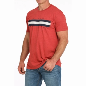 Cinch Men's Red Short Sleeve Graphic Tee Rooftop Bar