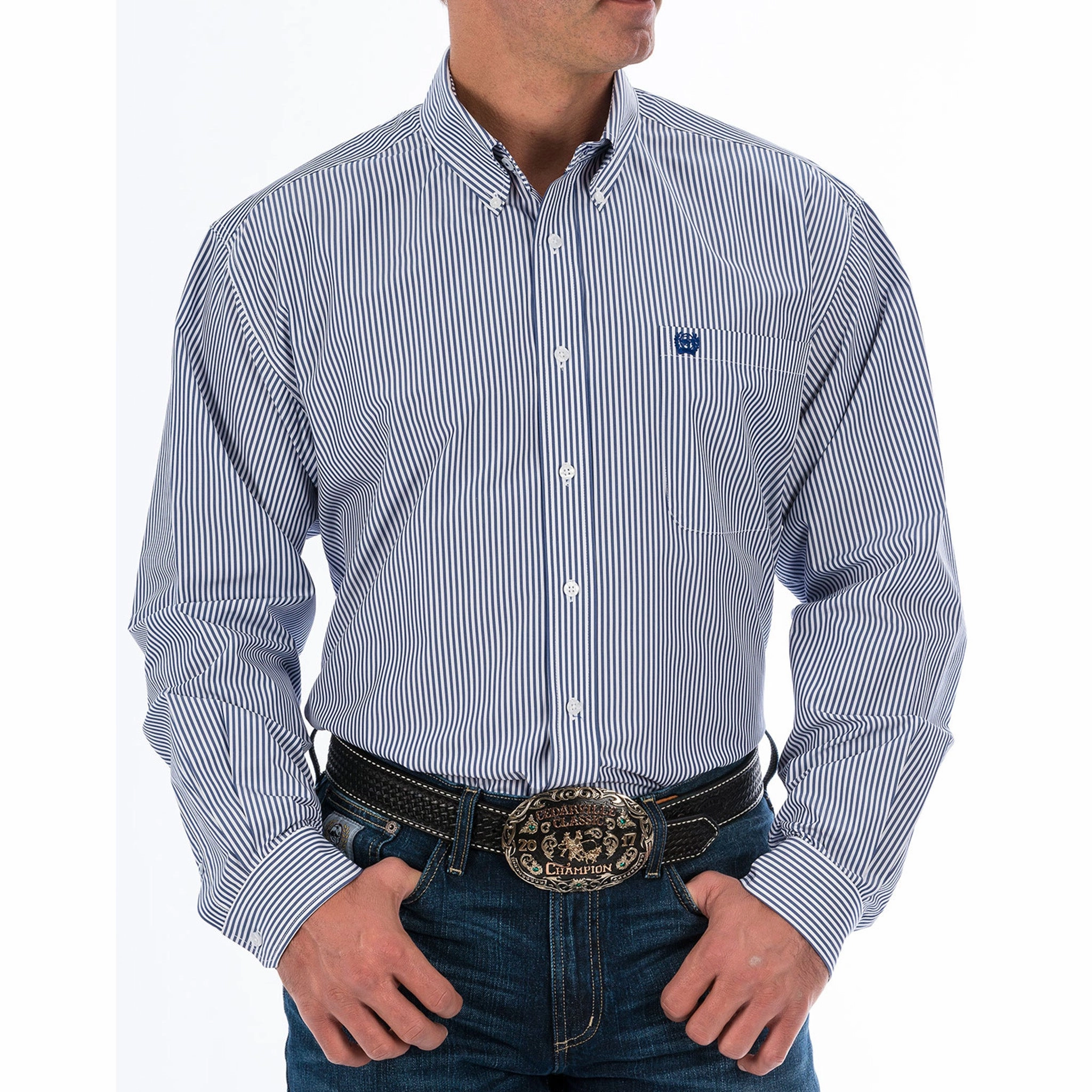 Dressy look Cinch Men's Royal & White Stripe Shirt
