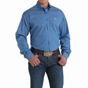Cinch Men's Royal Geometric Long Sleeve Shirt Trendsetting